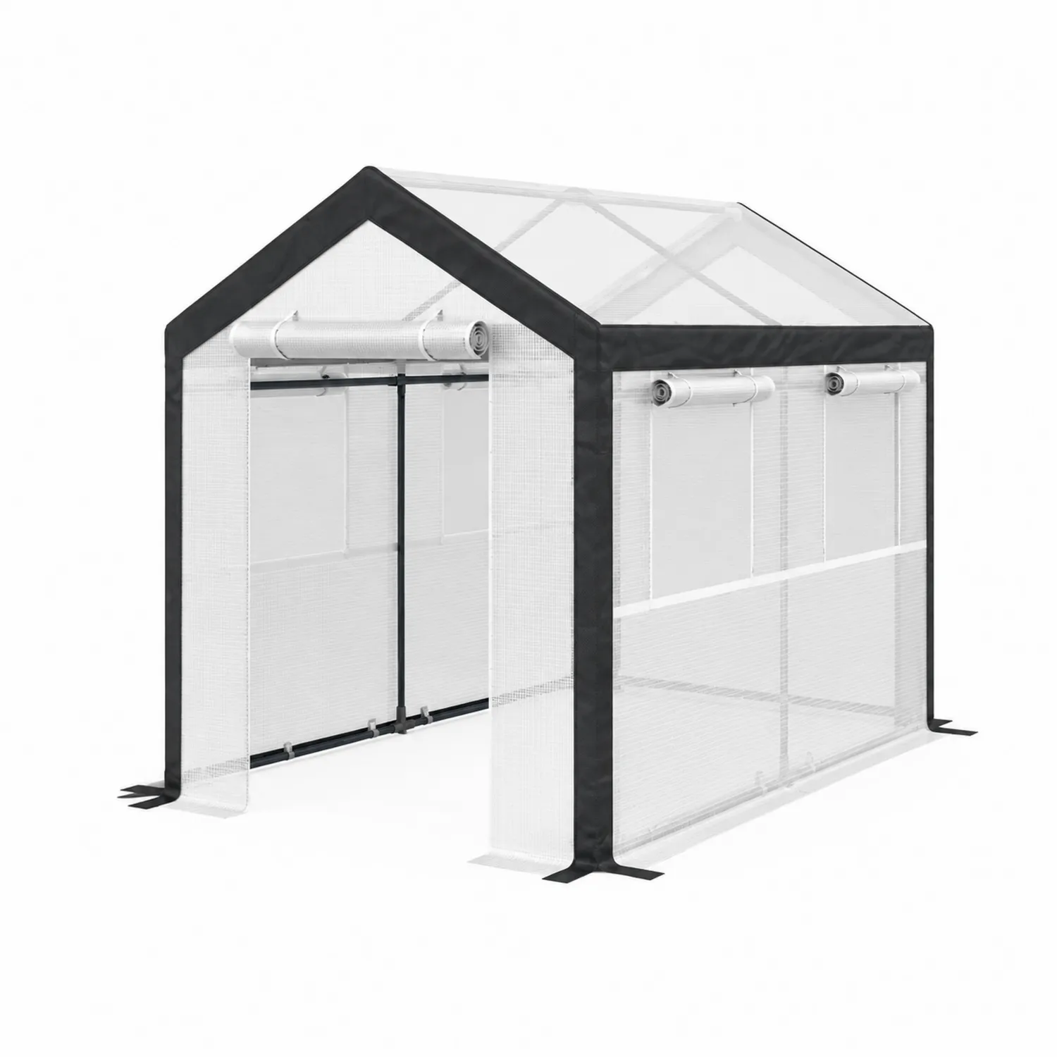 Gewächshaus Metallrahmen PVC-Abdeckung Weiß 300 cm x 200 cm x 200 cm