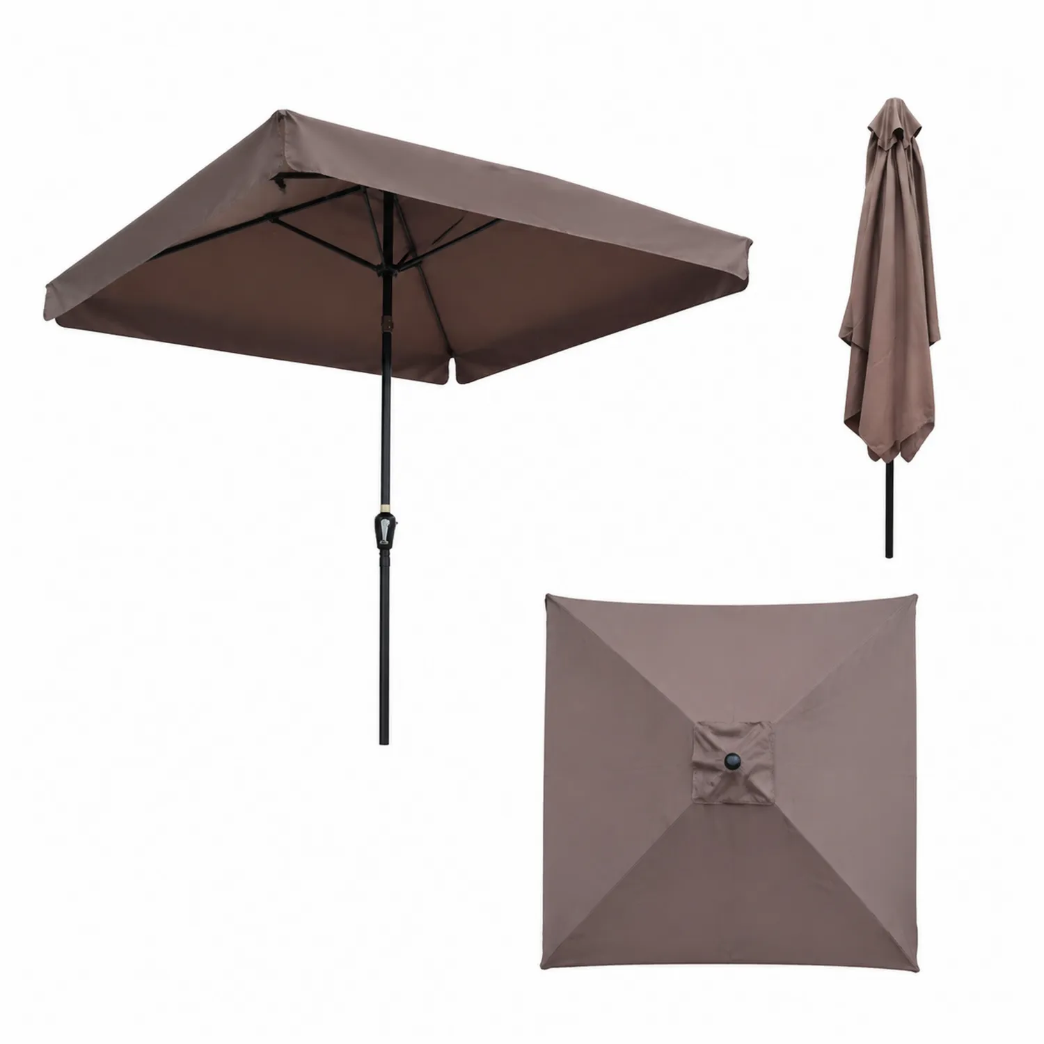 Sonnenschirm Quadrat 200x200 cm Stahl Polyester Braun