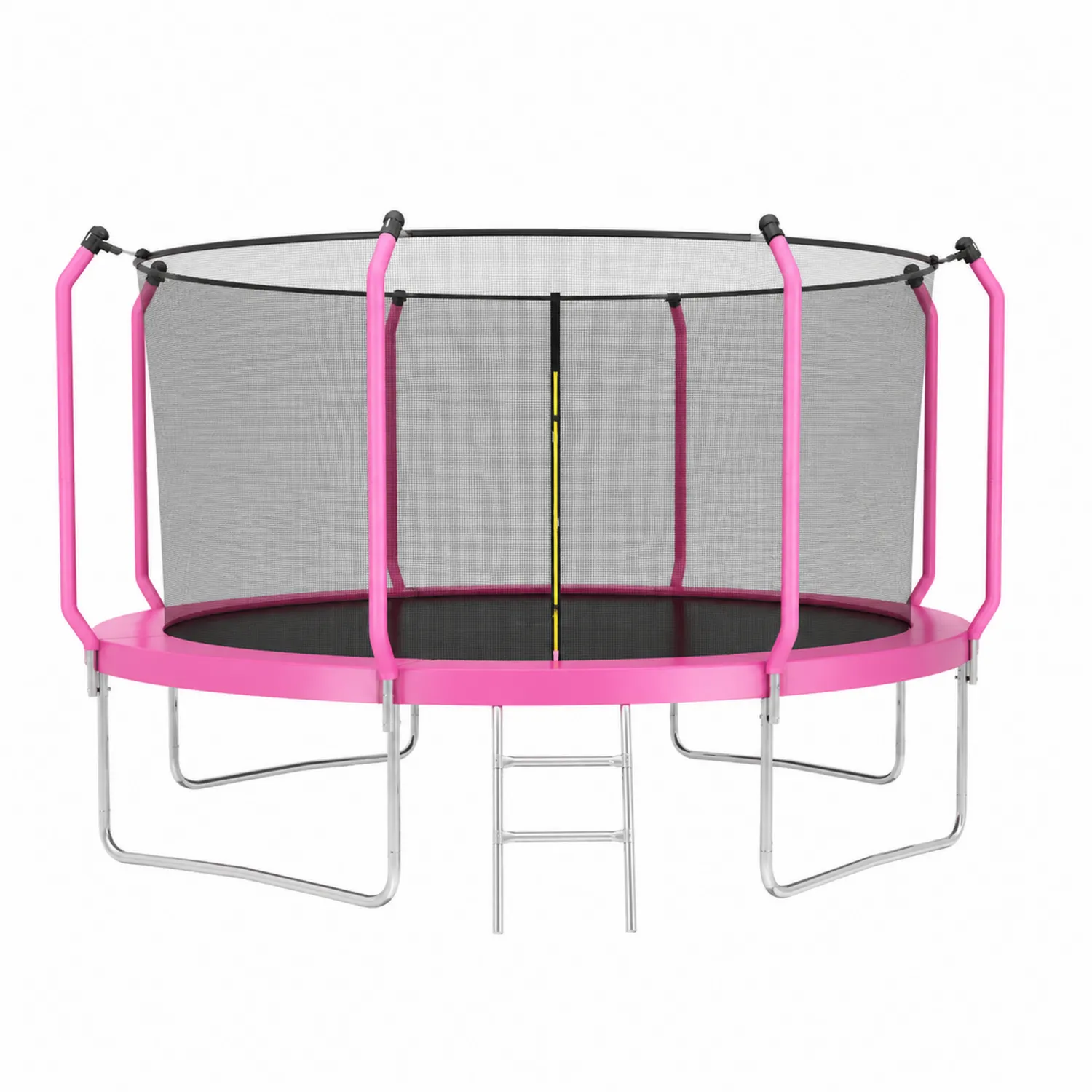 Rundes Trampolin 305 cm mit Sicherheitsnetz und Leiter aus Stahl Rosa