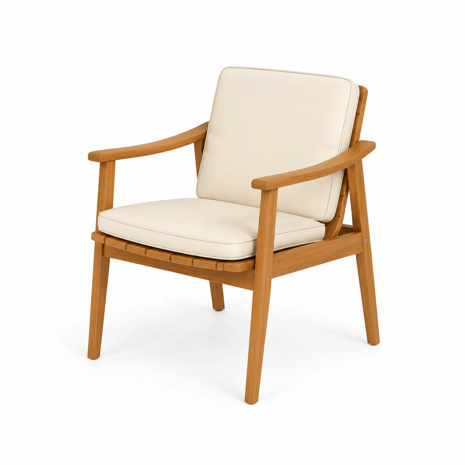 Holz-Outdoor-Stuhl mit Polster Beige