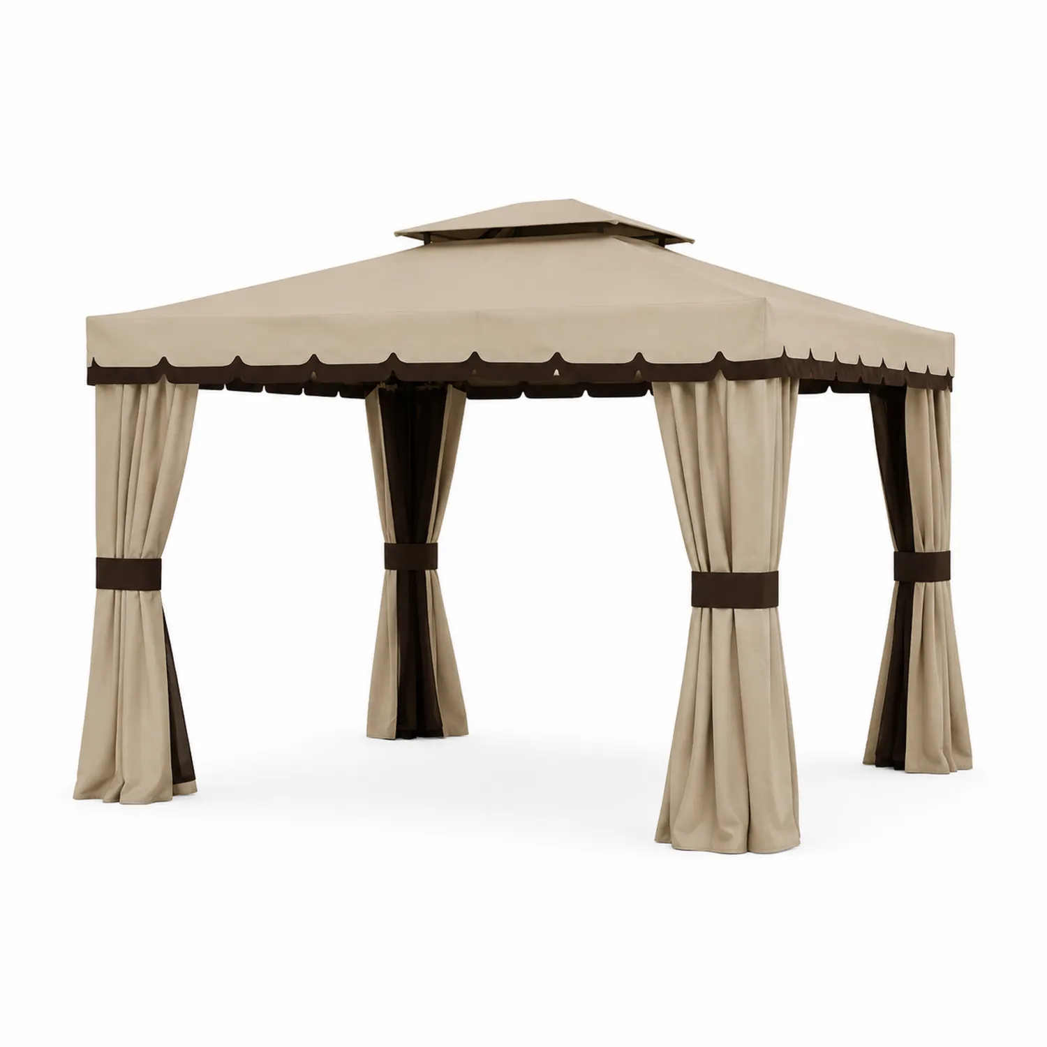 Gartenpavillon Aluminium Polyester Beige/Braun