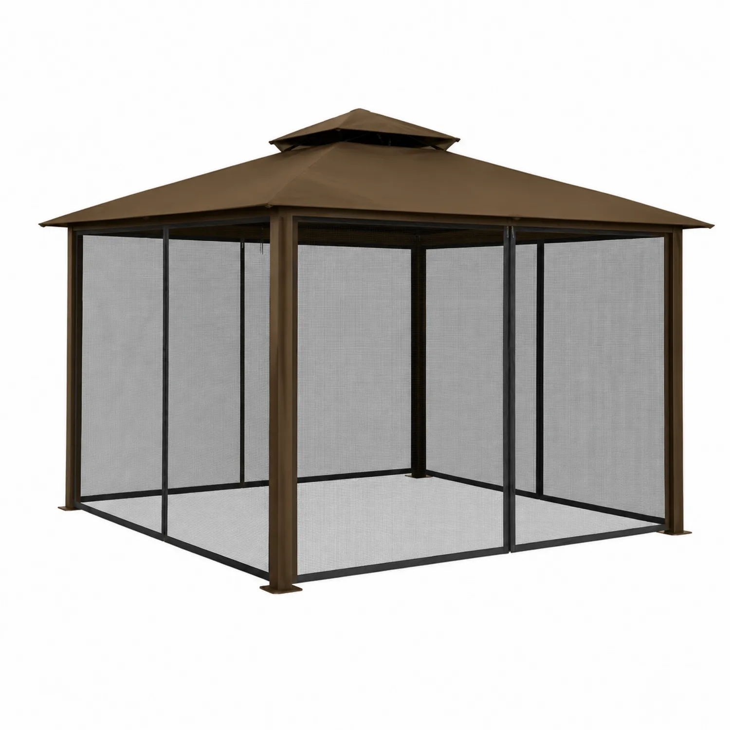 Pavillon 3x3 m Stahlrahmen Polyesterdach Braun