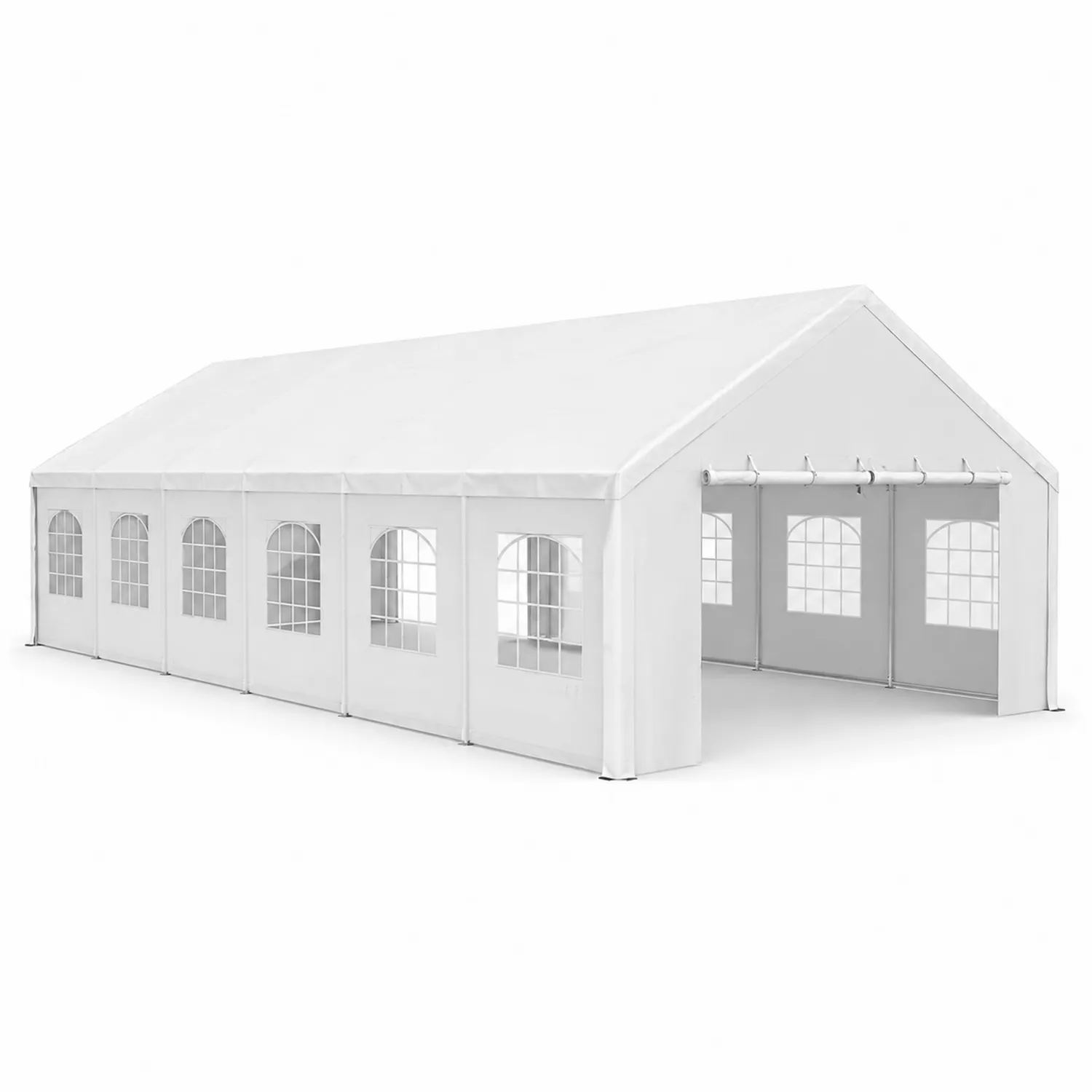Outdoor Festzelt 6x12m Stahlrahmen PVC-Plane Weiß