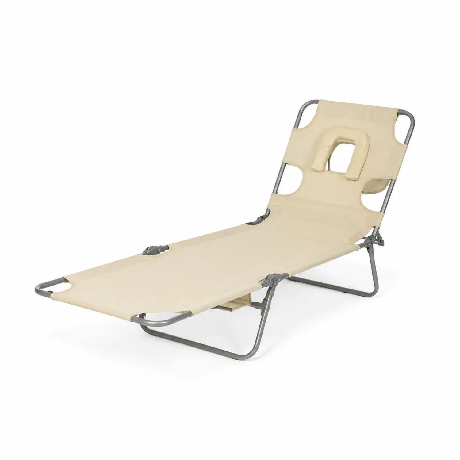 Outdoor-Liege Klappbar Stahlrahmen Polyester Beige 190 cm