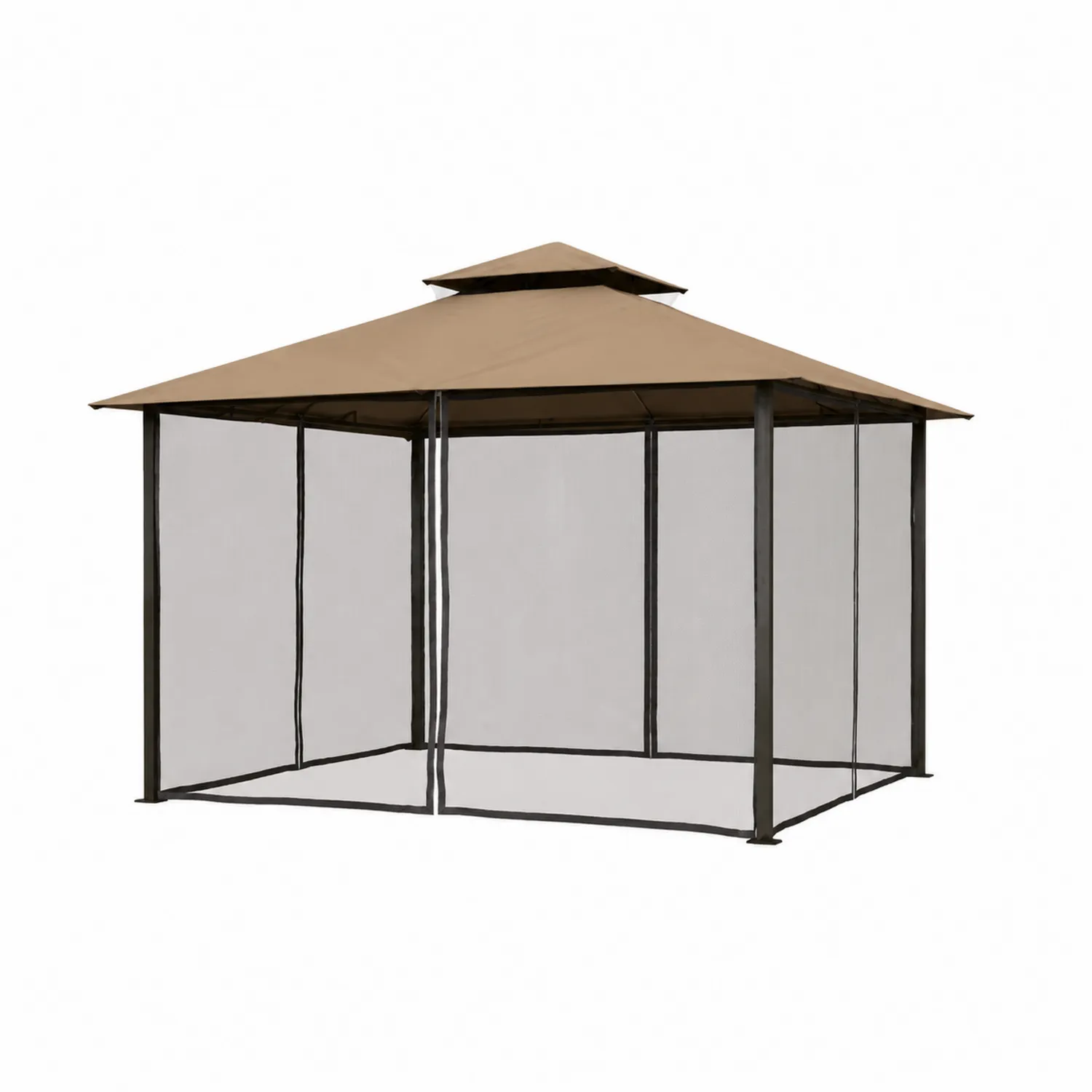 Gartenpavillon 3x3m Stahl Polyestergewebe Beige Schwarz