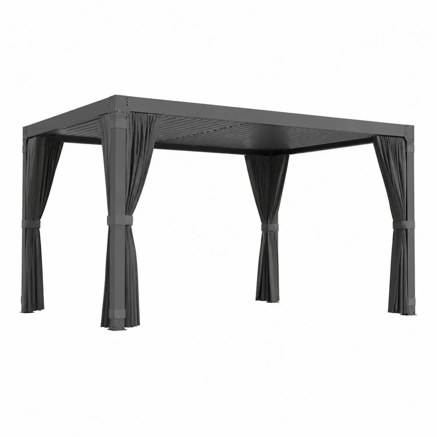 Pergola Aluminium Rechteck 300x400 cm mit Vorhängen Anthrazit