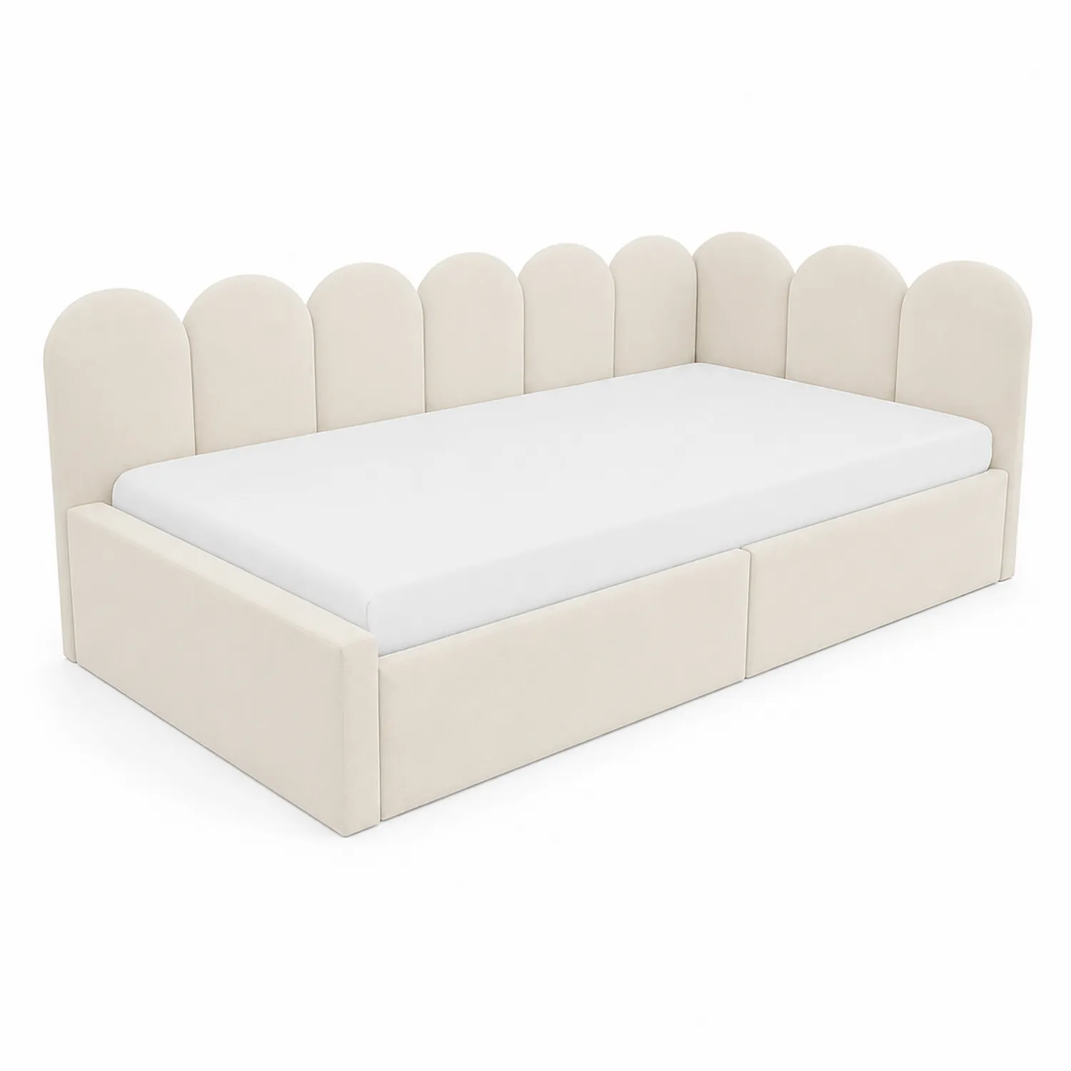 Polster-Tagesbett mit Stauraum Beige 200x90 cm