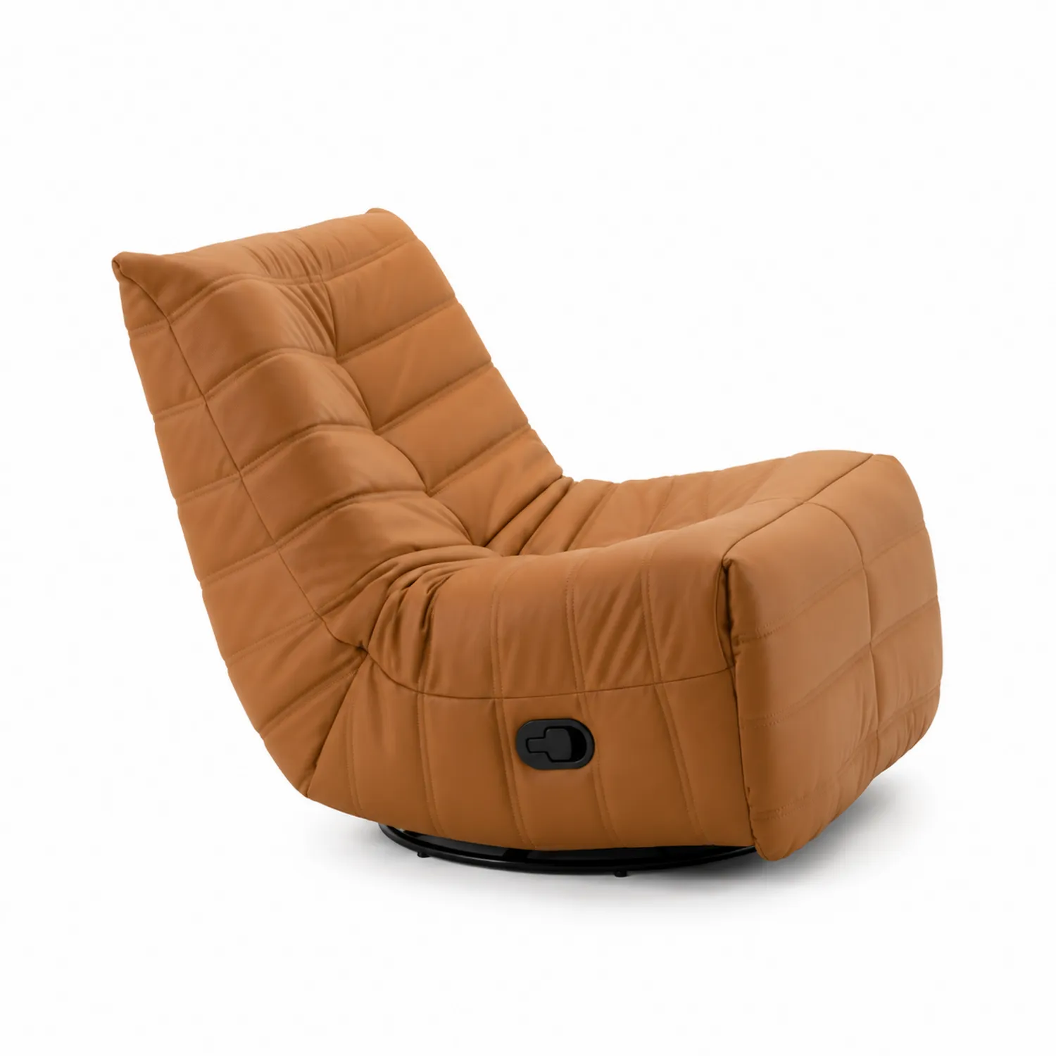 Drehbarer Liegesessel aus PU-Leder, Braun
