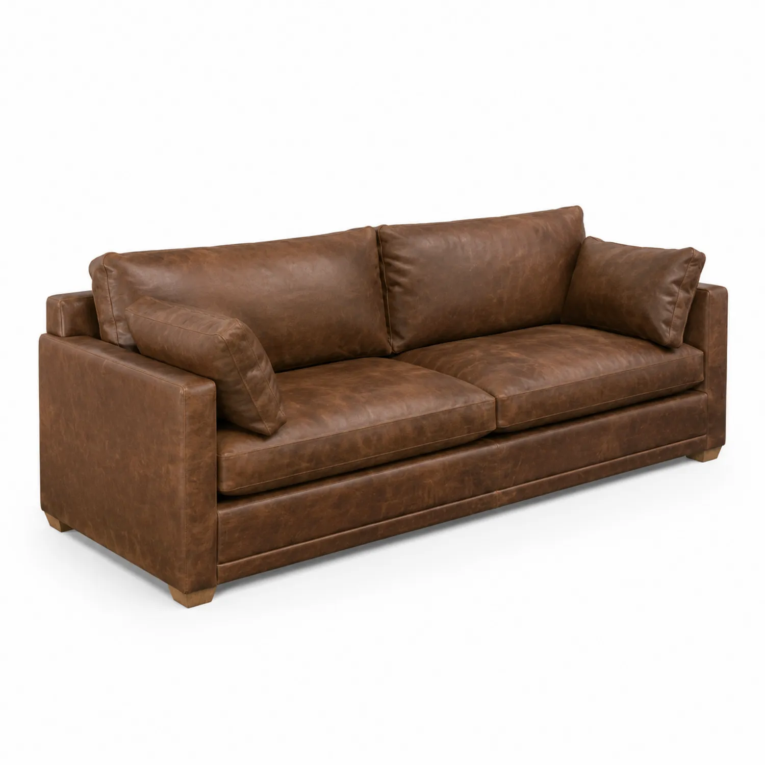 Ledersofa Dreisitzer Braun mit PU-Schaumfüllung