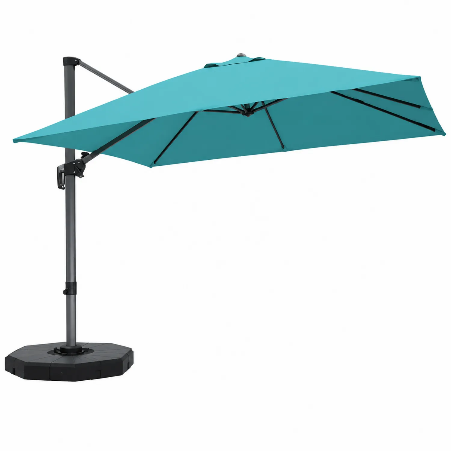 Ampelschirm rund 300cm Polyester Metall Türkis