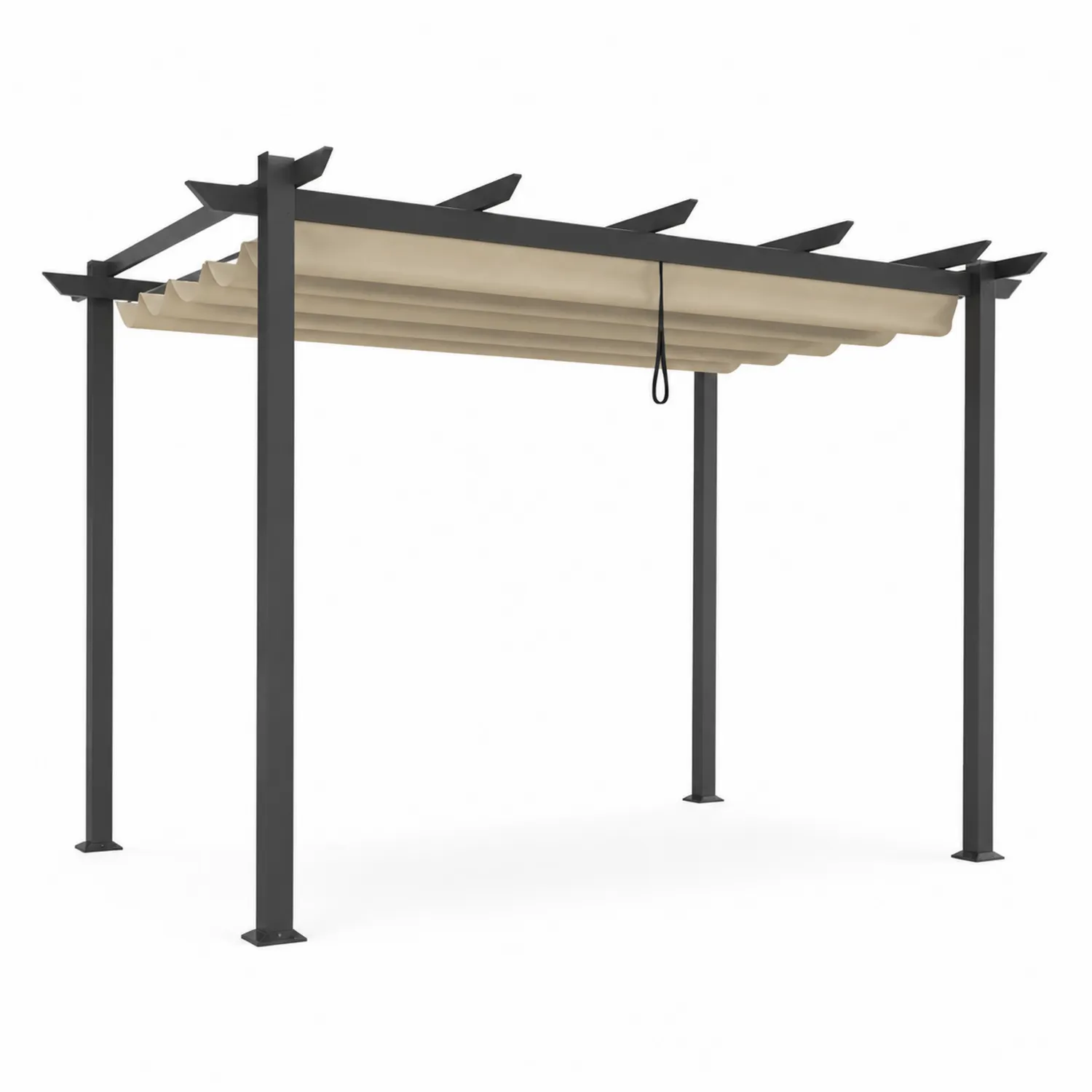 Aluminium Pergola mit Polyester Dach Beige/Schwarz
