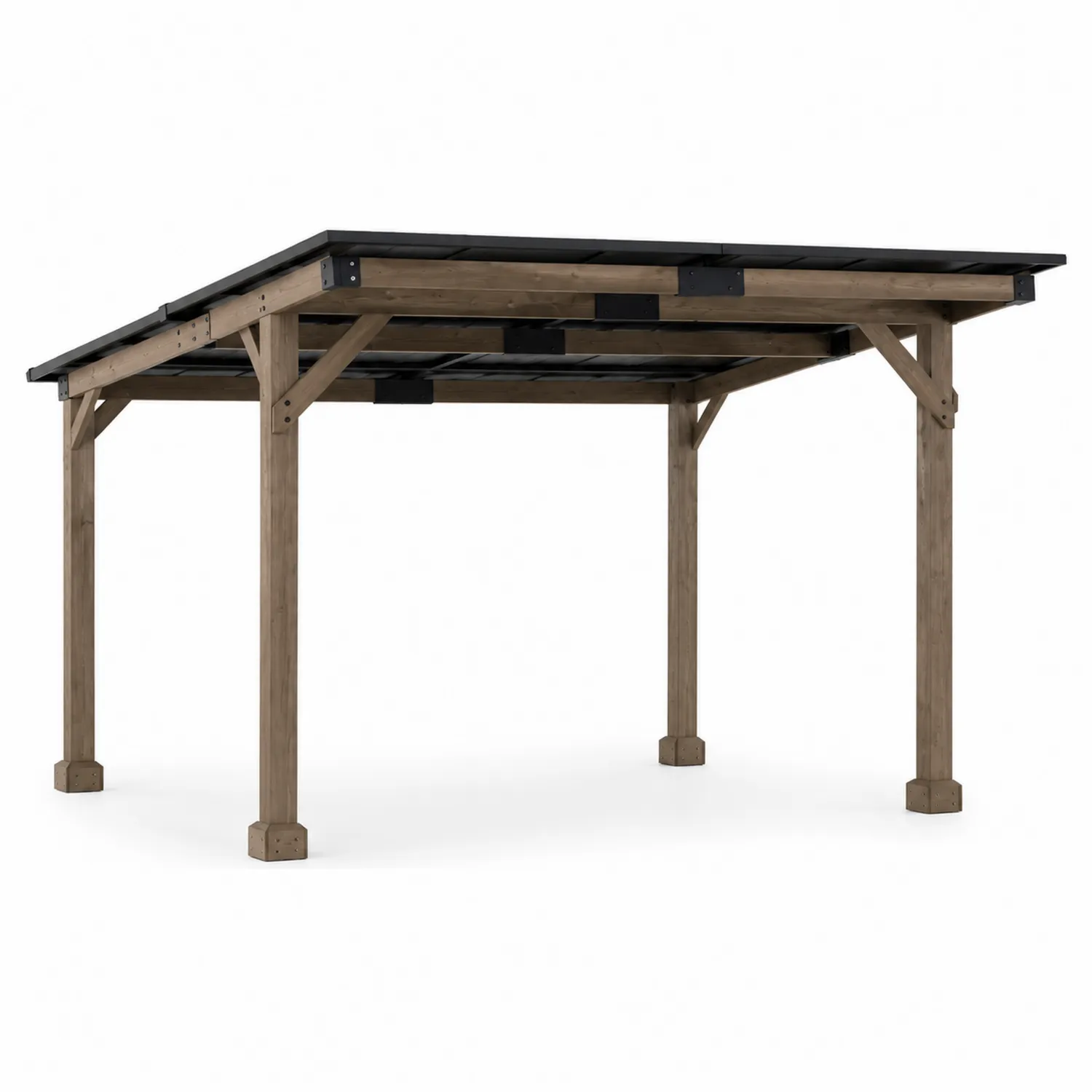 Gazebo in legno di pino con tetto in acciaio 300x400 cm