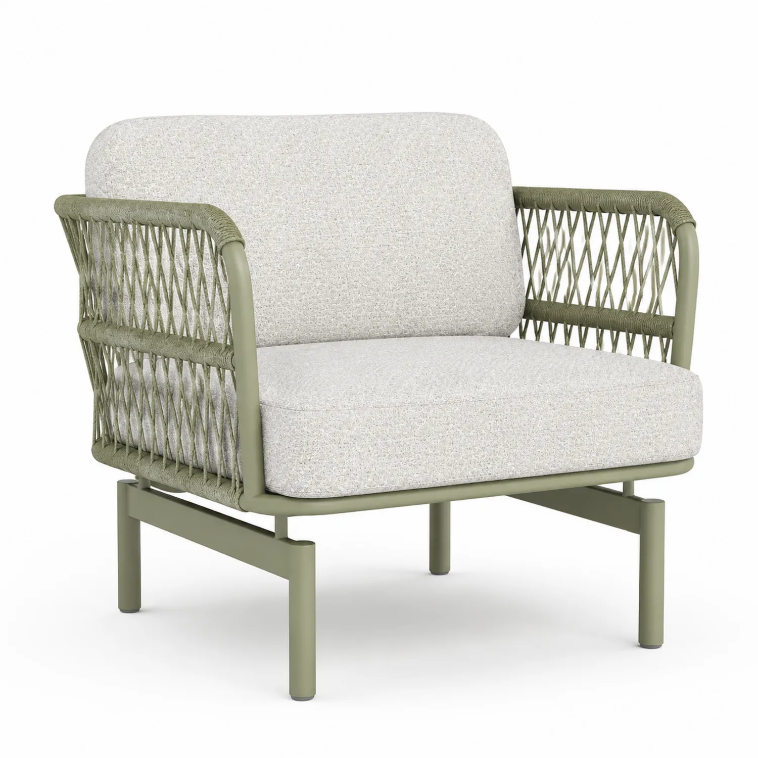 Poltrona da giardino in metallo con cuscini in poliestere, 75x75x85 cm