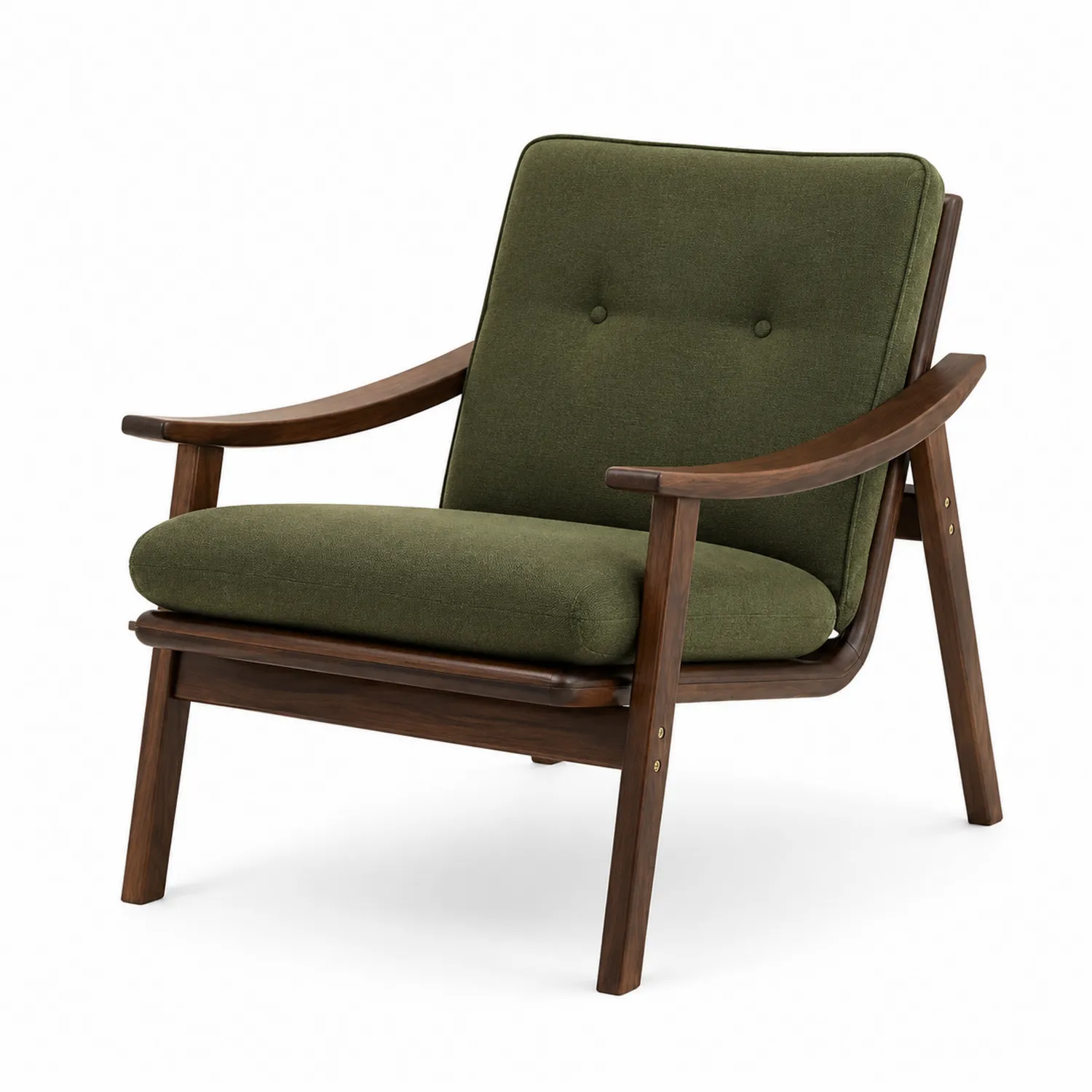 Poltrona in legno e tessuto verde 80cm x 70cm x 75cm