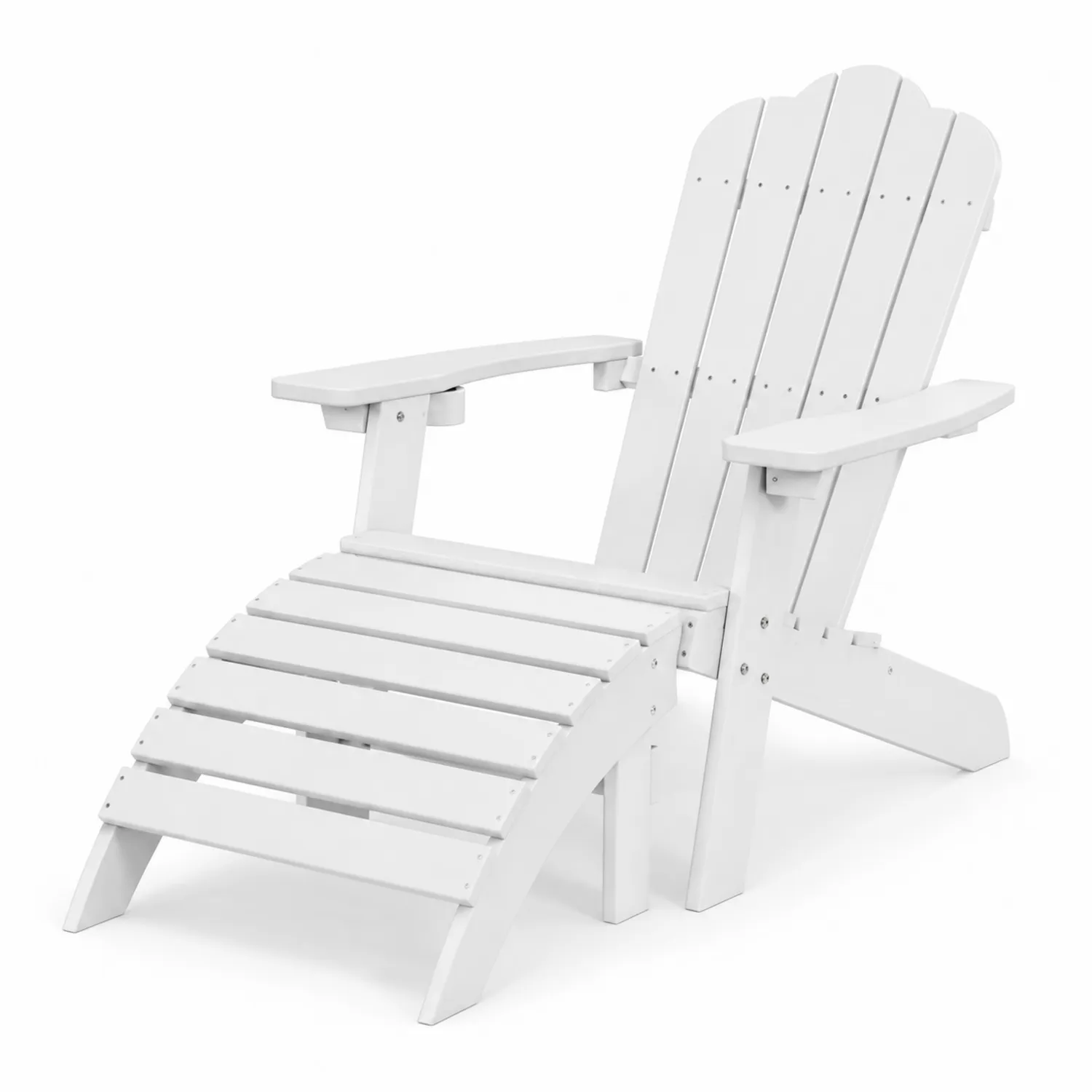 Sedia Adirondack con Poggiapiedi in Legno di Pino Bianco