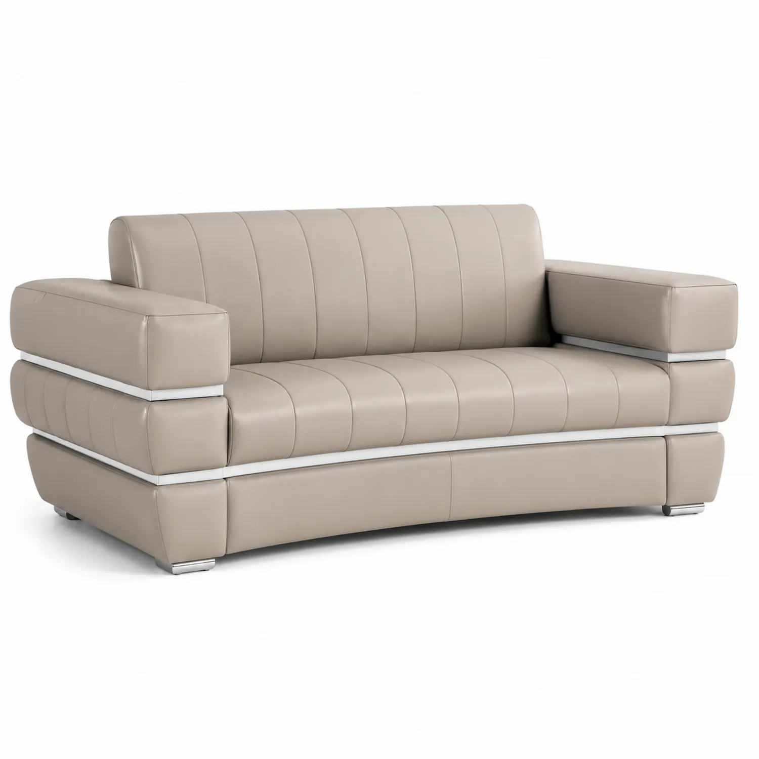 Divano 2 posti in ecopelle con gambe in metallo Beige
