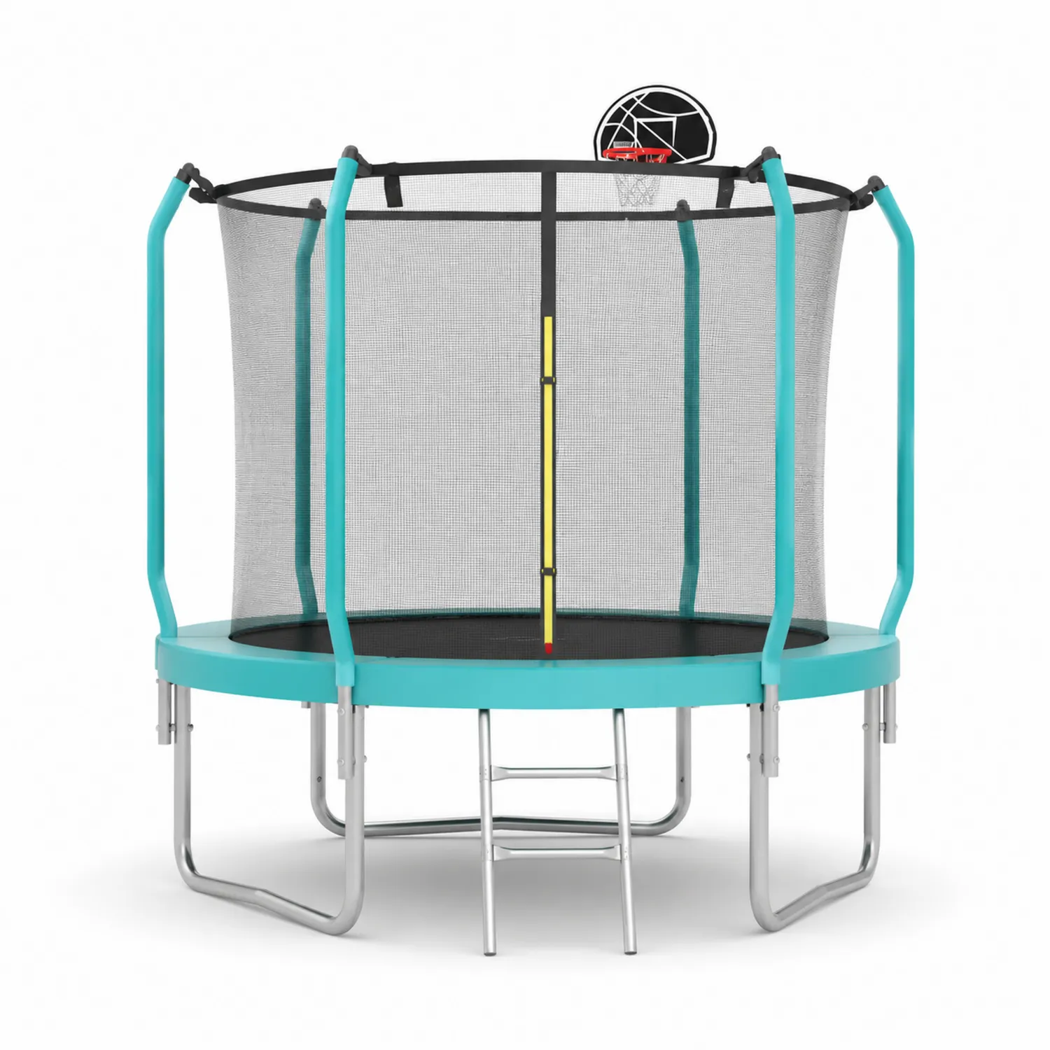 Trampolino rotondo 244 cm con rete di sicurezza e canestro, acciaio, Azzurro