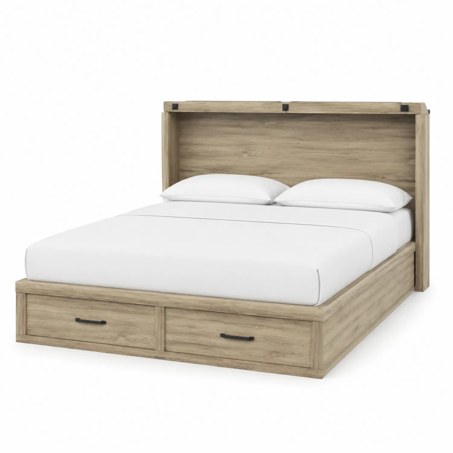 Letto Matrimoniale con Testiera e Cassetti in Legno