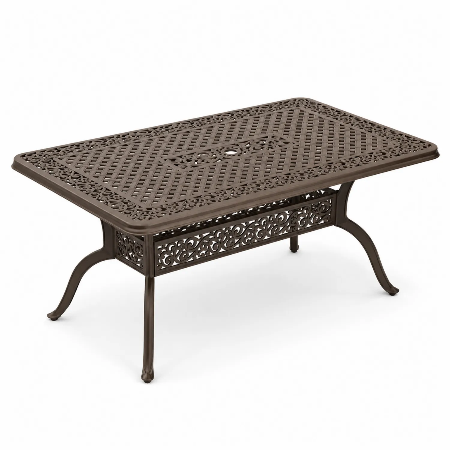 Tavolo rettangolare in metallo decorativo 150x90x75 cm Bronzo