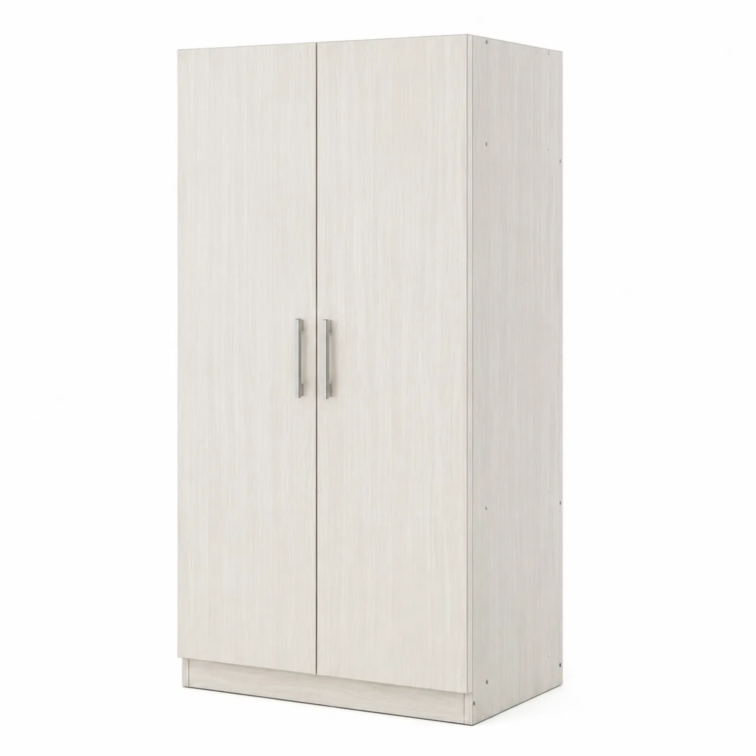 Armadio a Due Ante in MDF Bianco con Maniglie in Metallo 180x80x50 cm