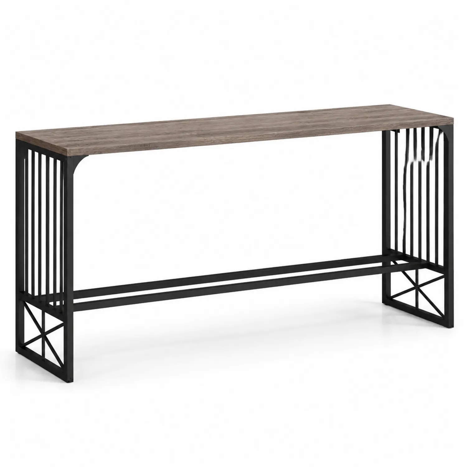 Consolle rettangolare in legno MDF e metallo nero 120x30x80 cm