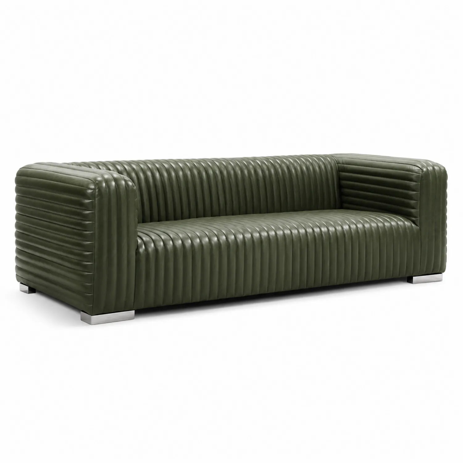 Divano in Pelle Verde 220x95x70 cm