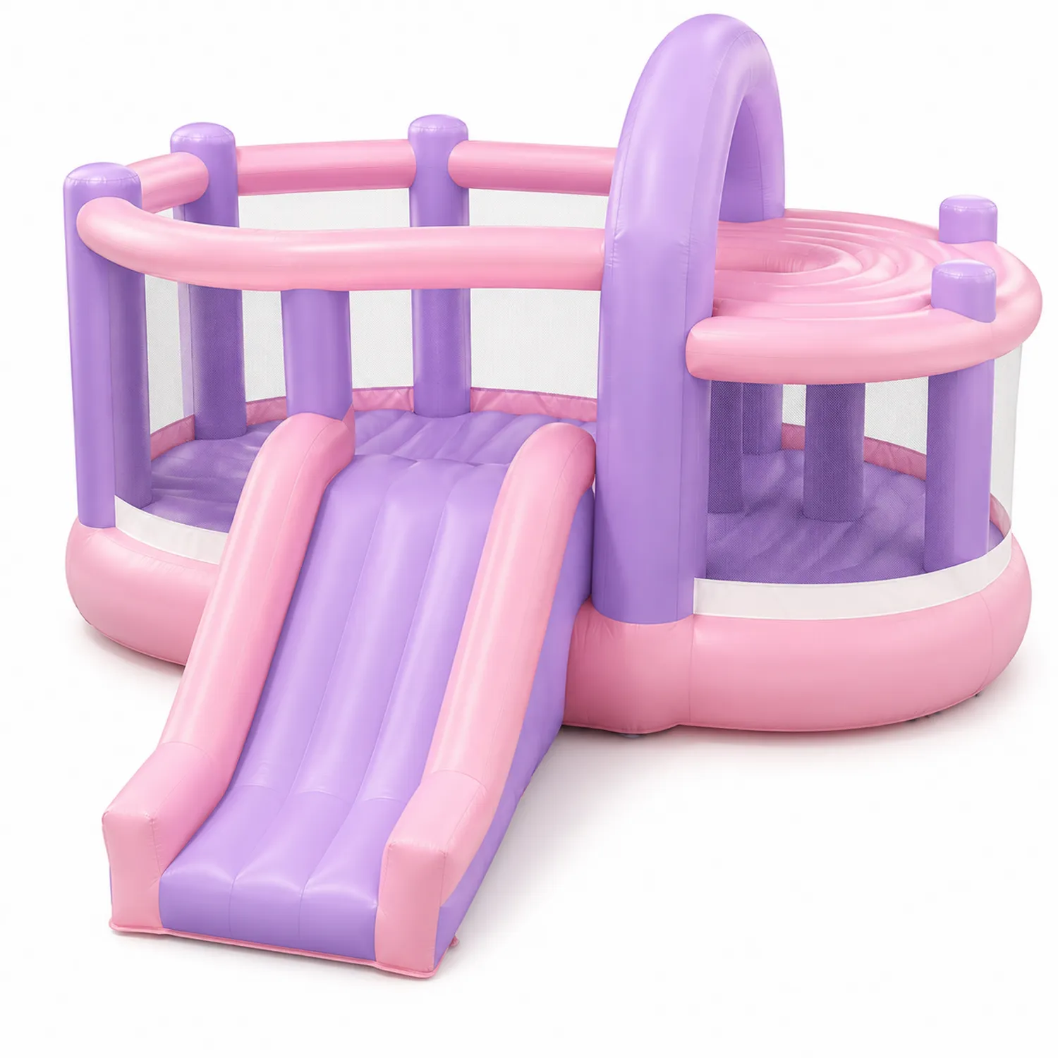 Castello Gonfiabile con Scivolo in PVC Rosa e Viola per Bambini