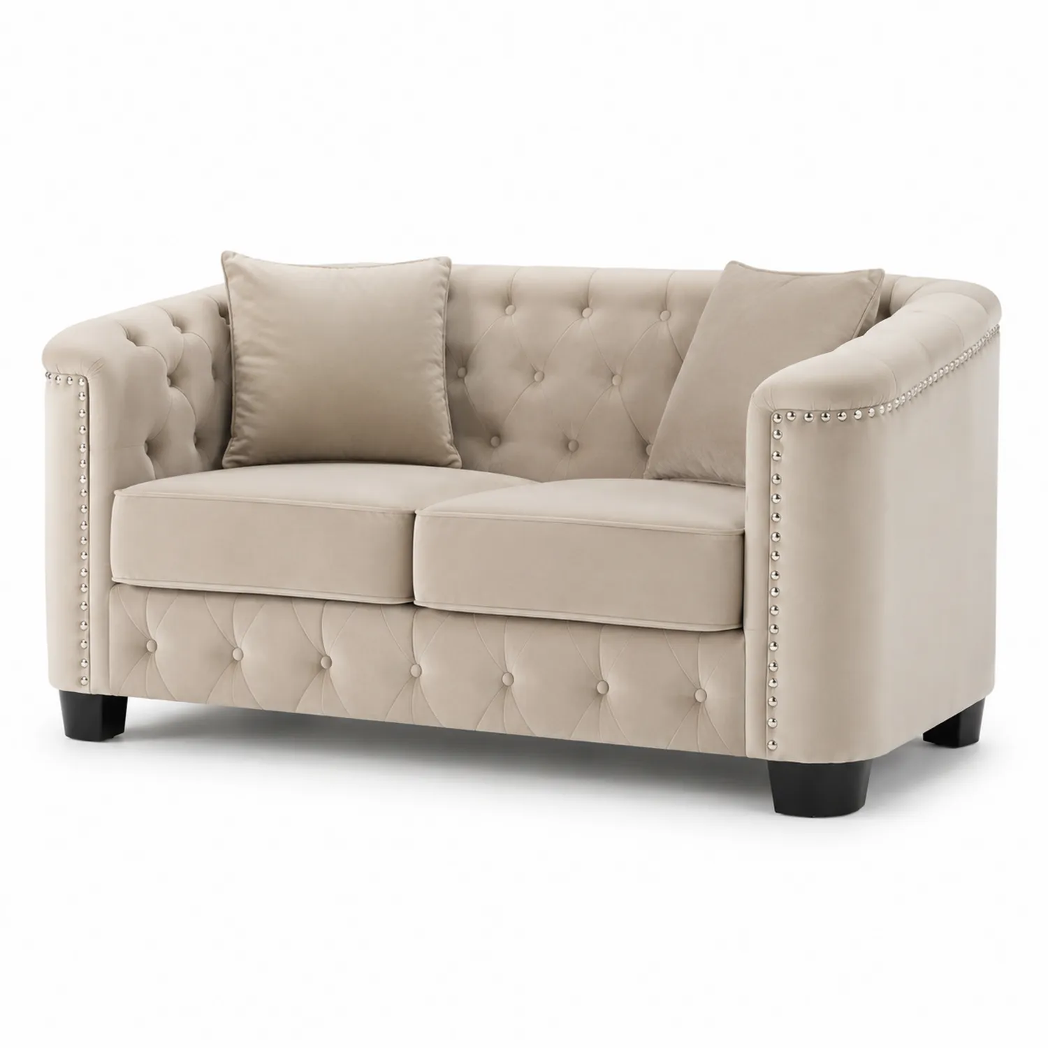 Divano in velluto beige 2 posti