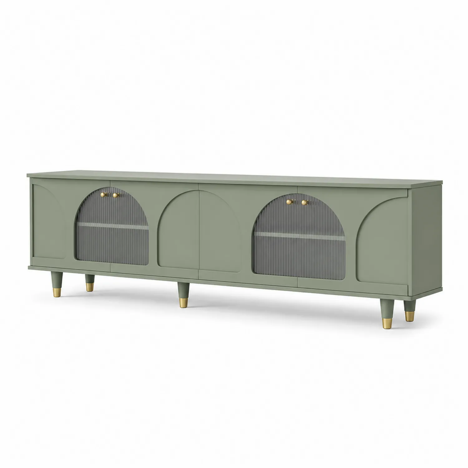 Mobile TV rettangolare 180x40x55 cm Legno e Vetro Verde