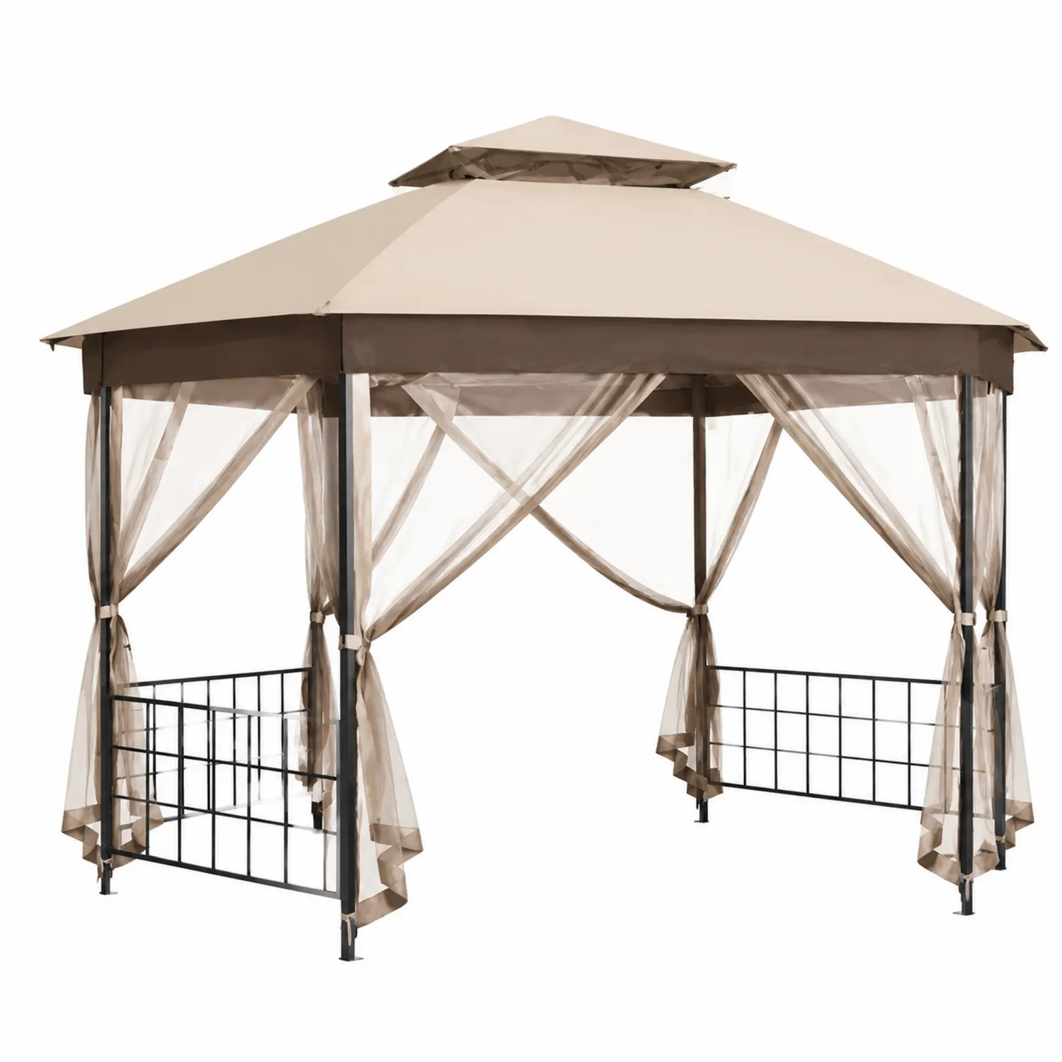 Gazebo da Giardino in Metallo con Telo in Poliestere e Zanzariere