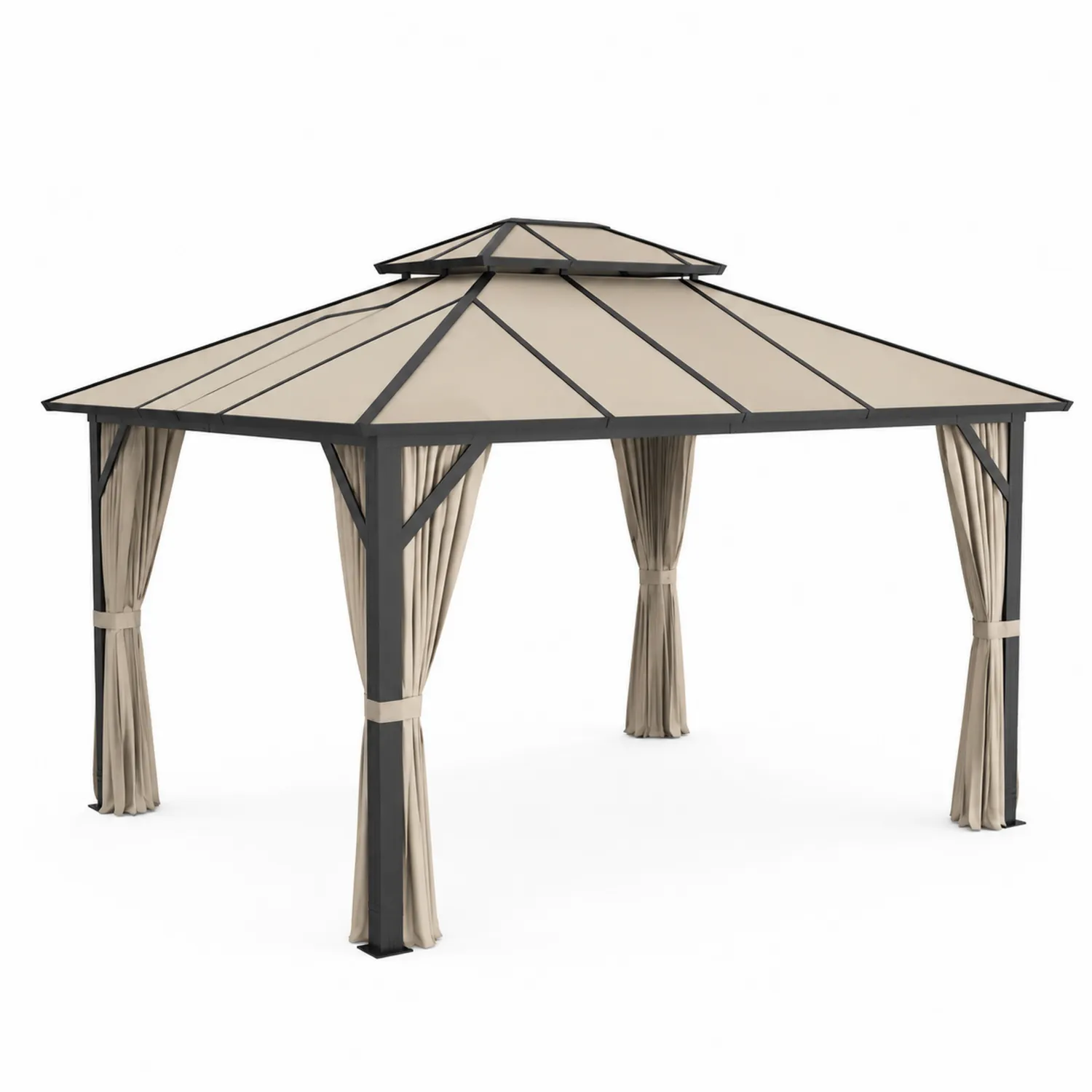 Gazebo rettangolare 3x4m in acciaio e tessuto beige