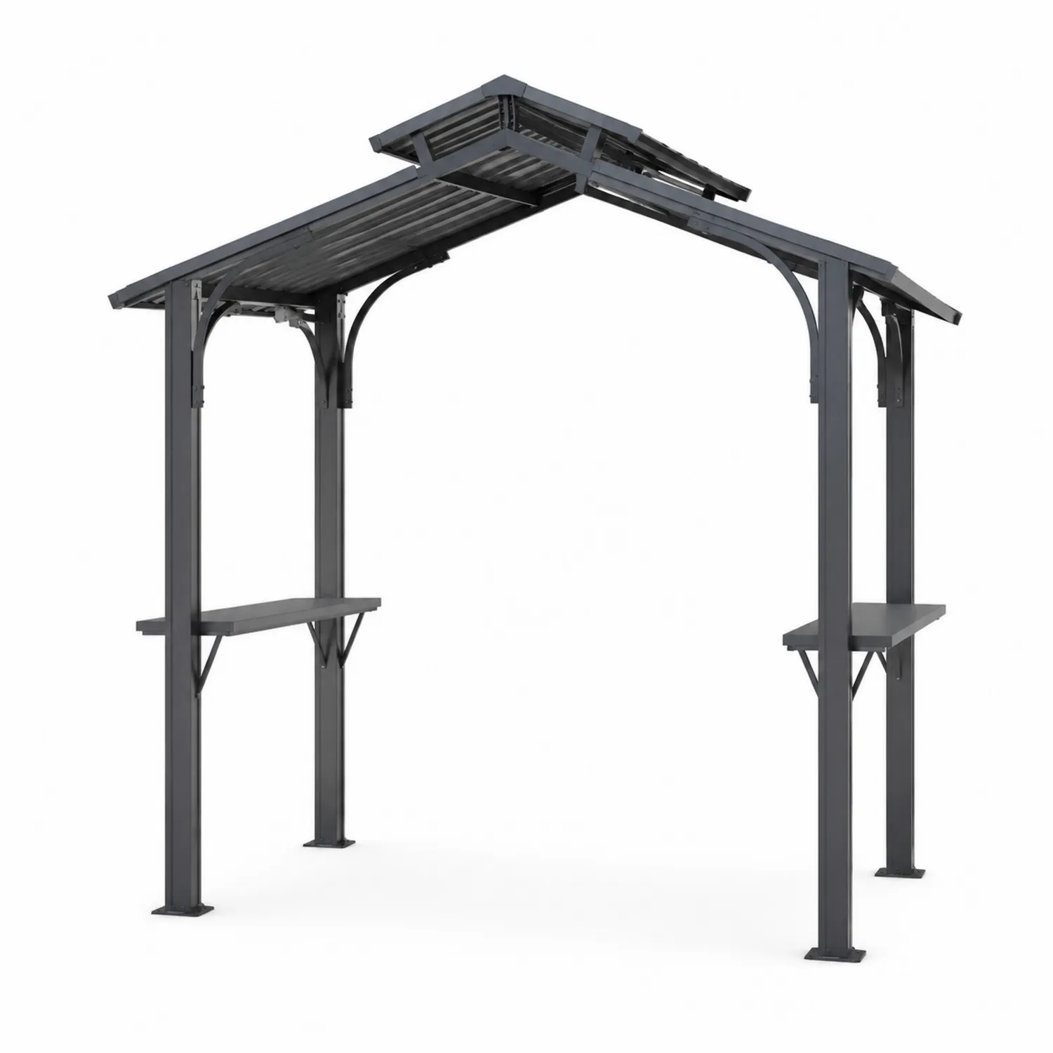 Gazebo in Metallo con Ripiani Laterali - Grigio