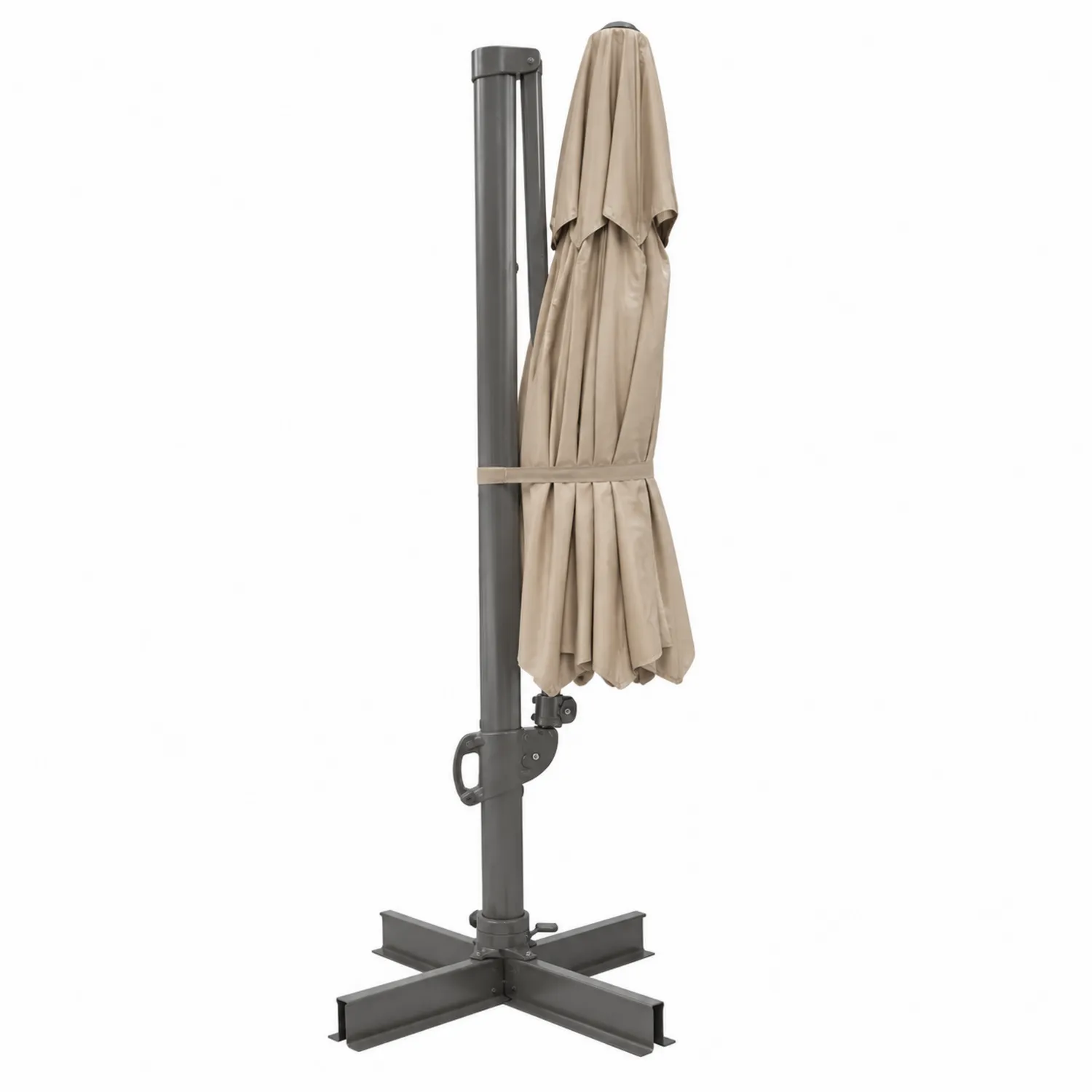 Ombrellone a braccio laterale in acciaio e poliestere 300x400 cm Beige