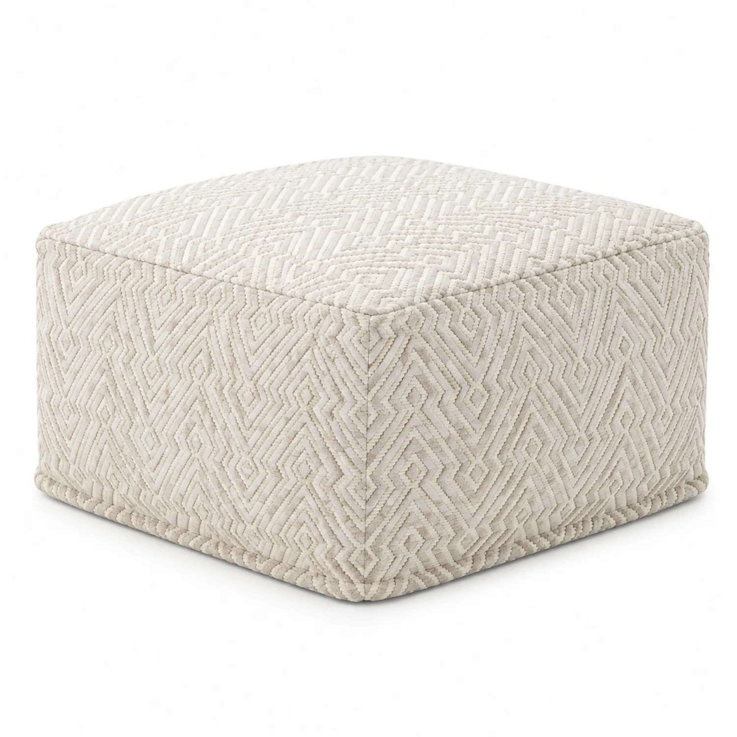 Pouf in tessuto geometrico beige