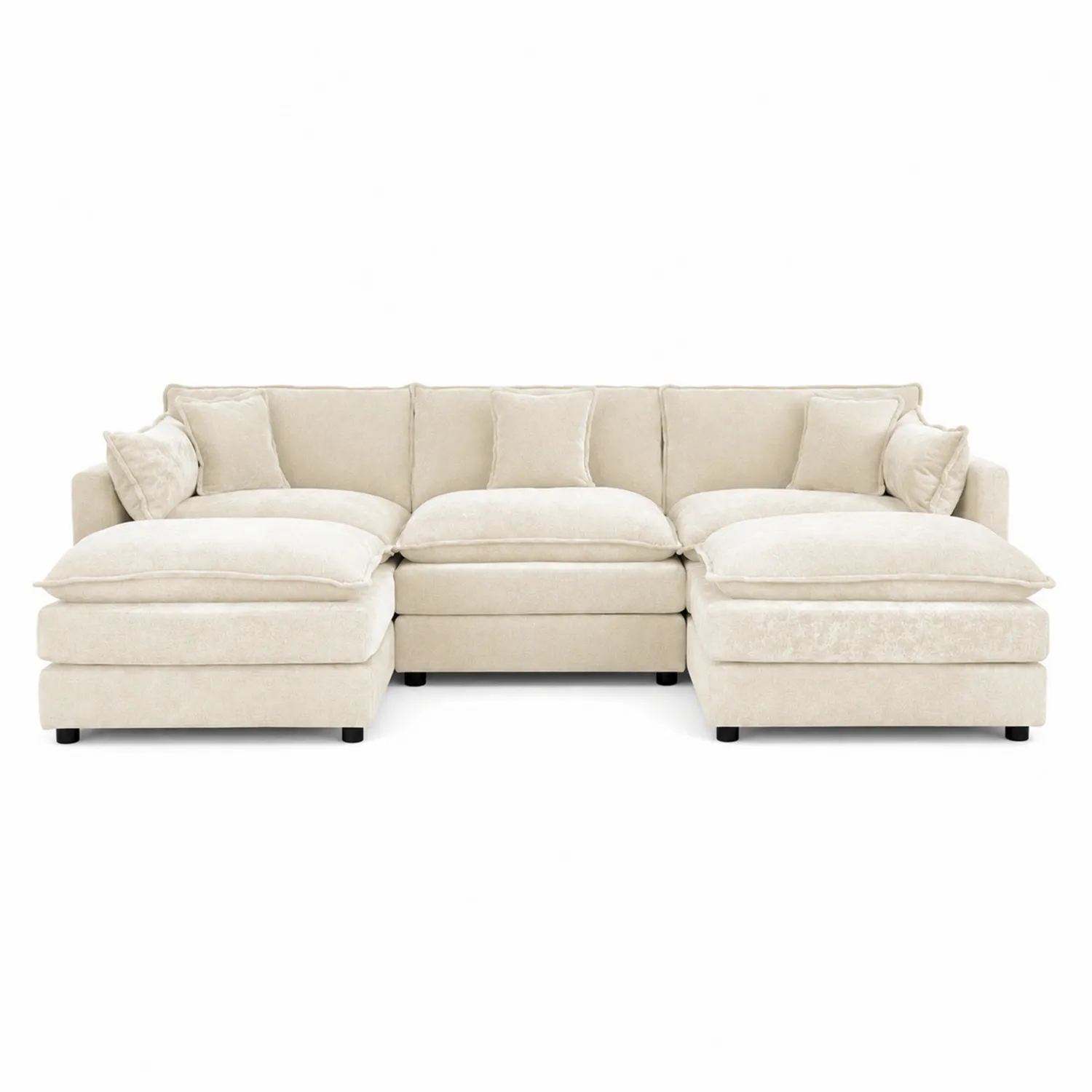 Divano angolare modulare in tessuto beige