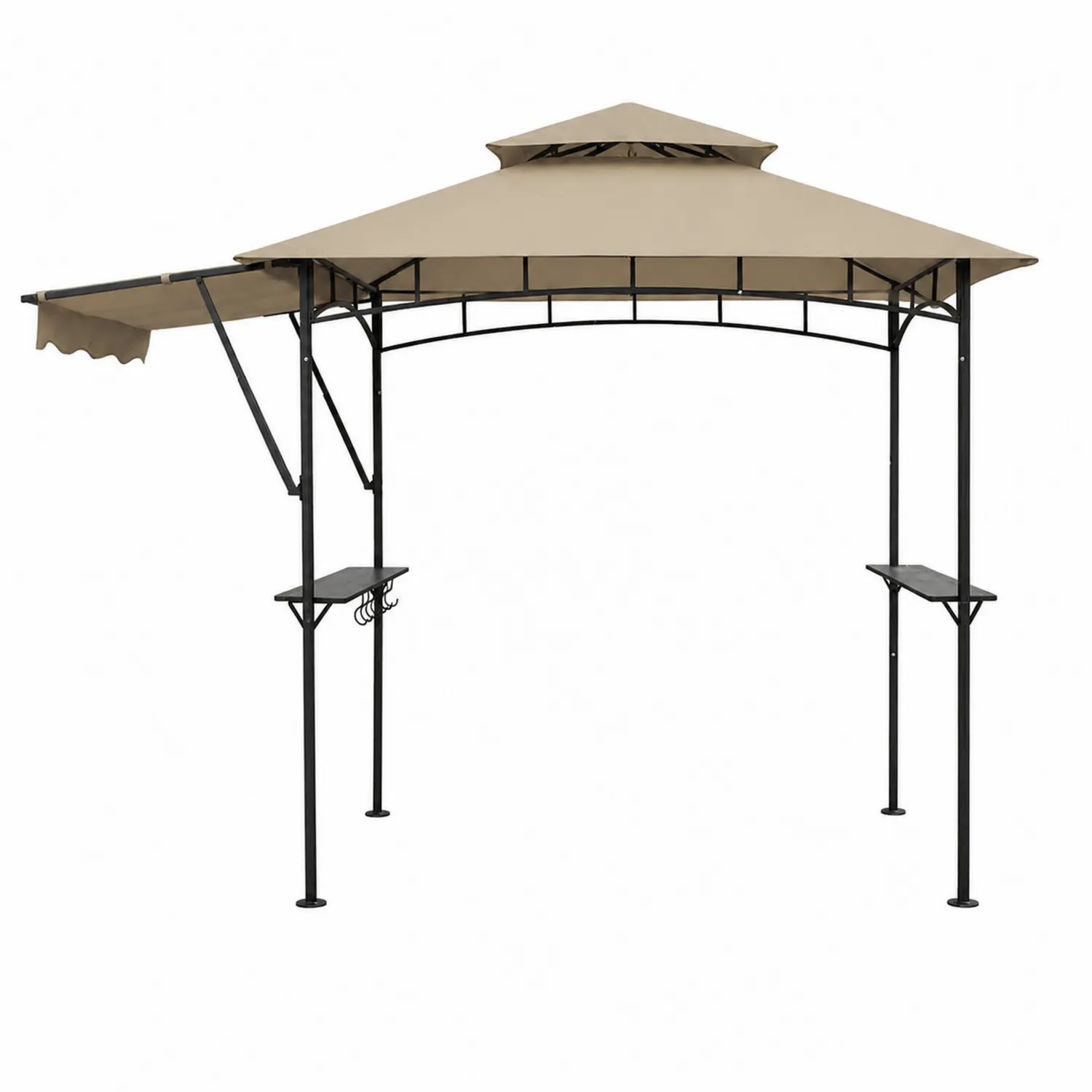 Gazebo in Acciaio e Tessuto Poliestere Beige con Mensole Laterali
