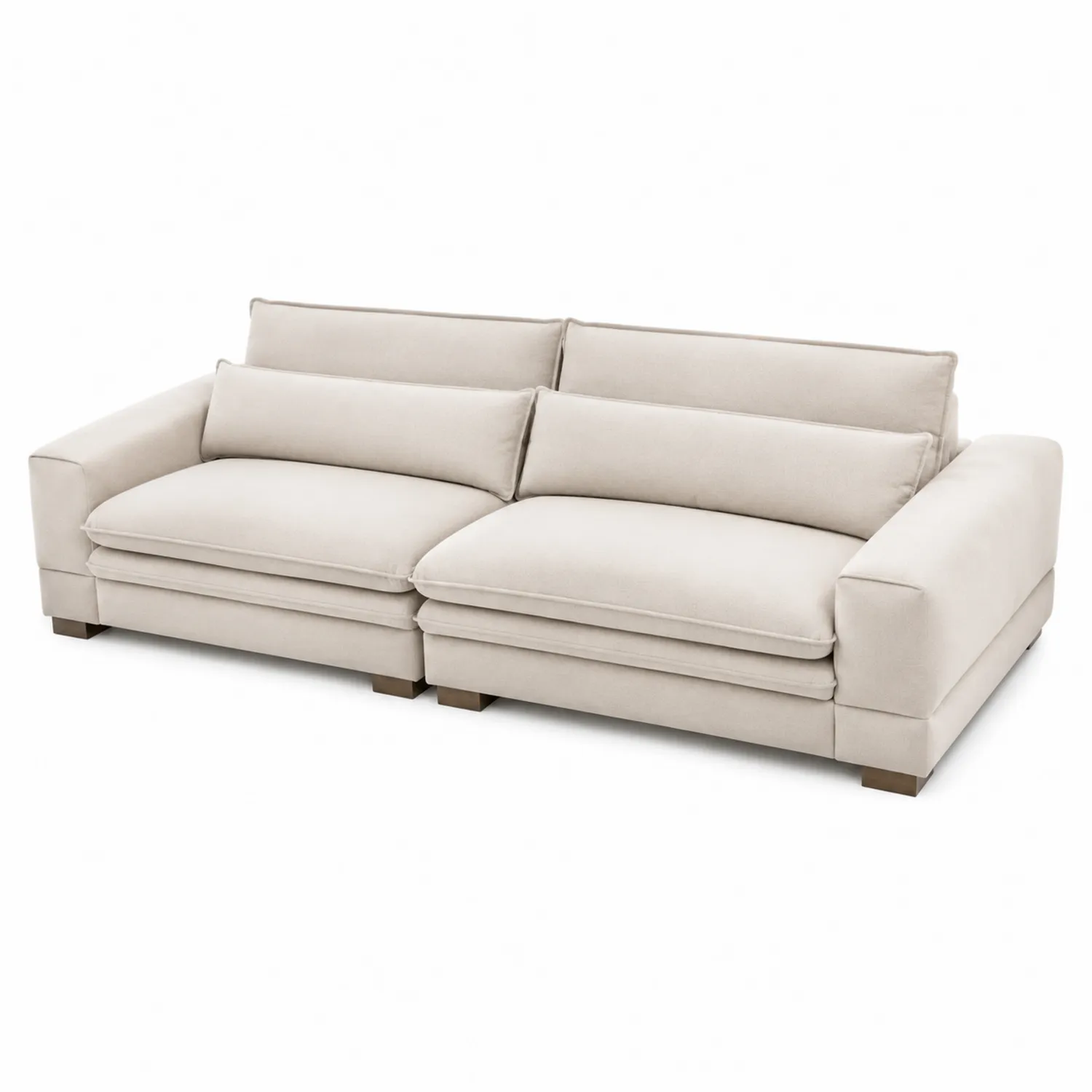 Divano modulare in tessuto e legno Beige