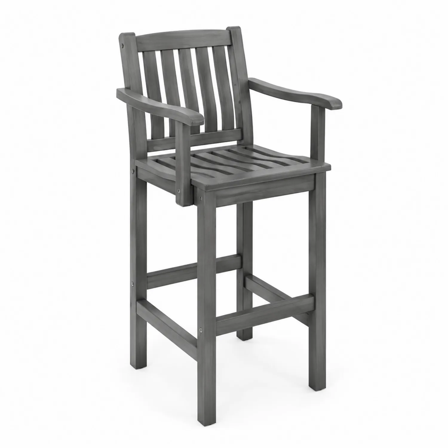 Sgabello in legno con braccioli Grigio
