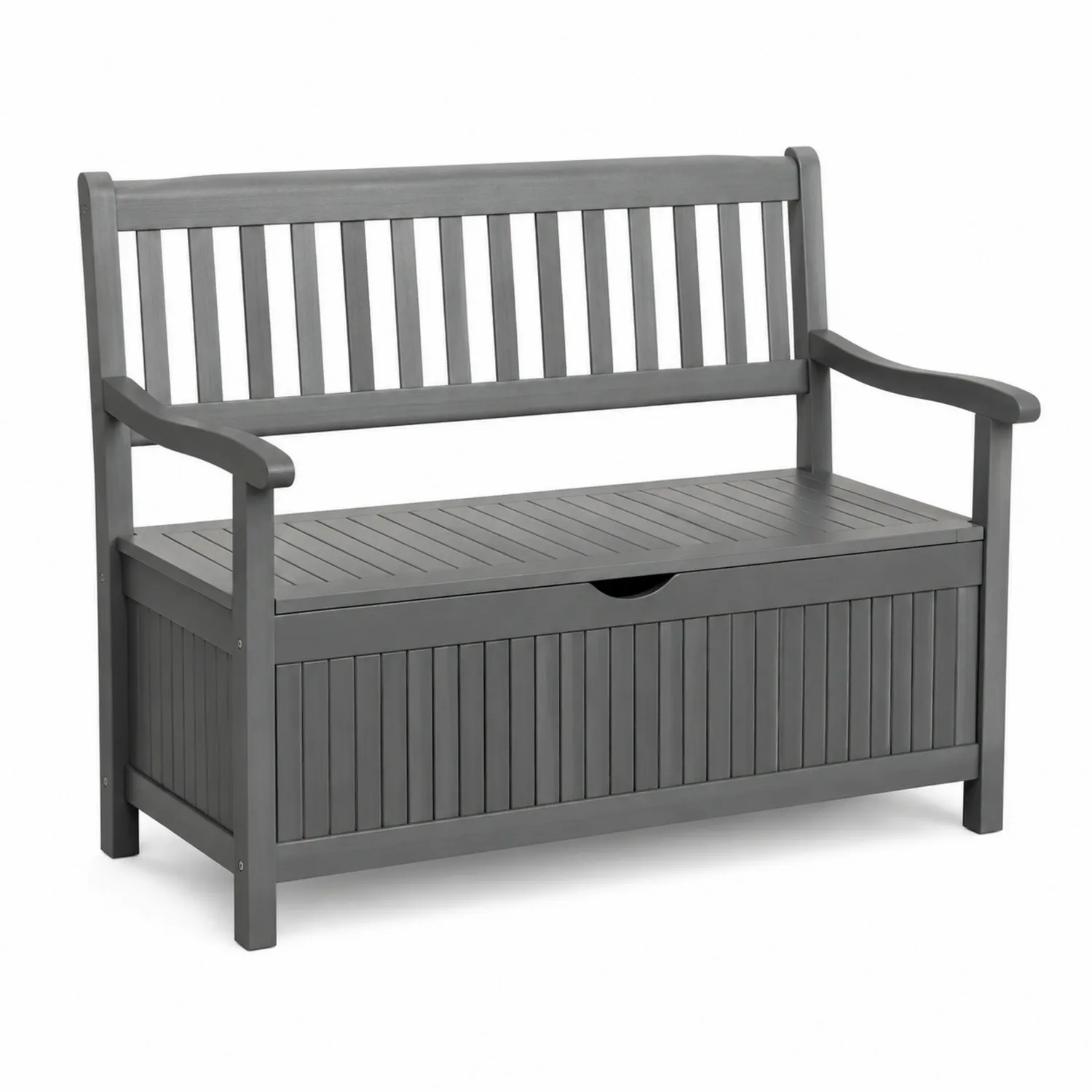 Panca in legno di Acacia grigio con contenitore