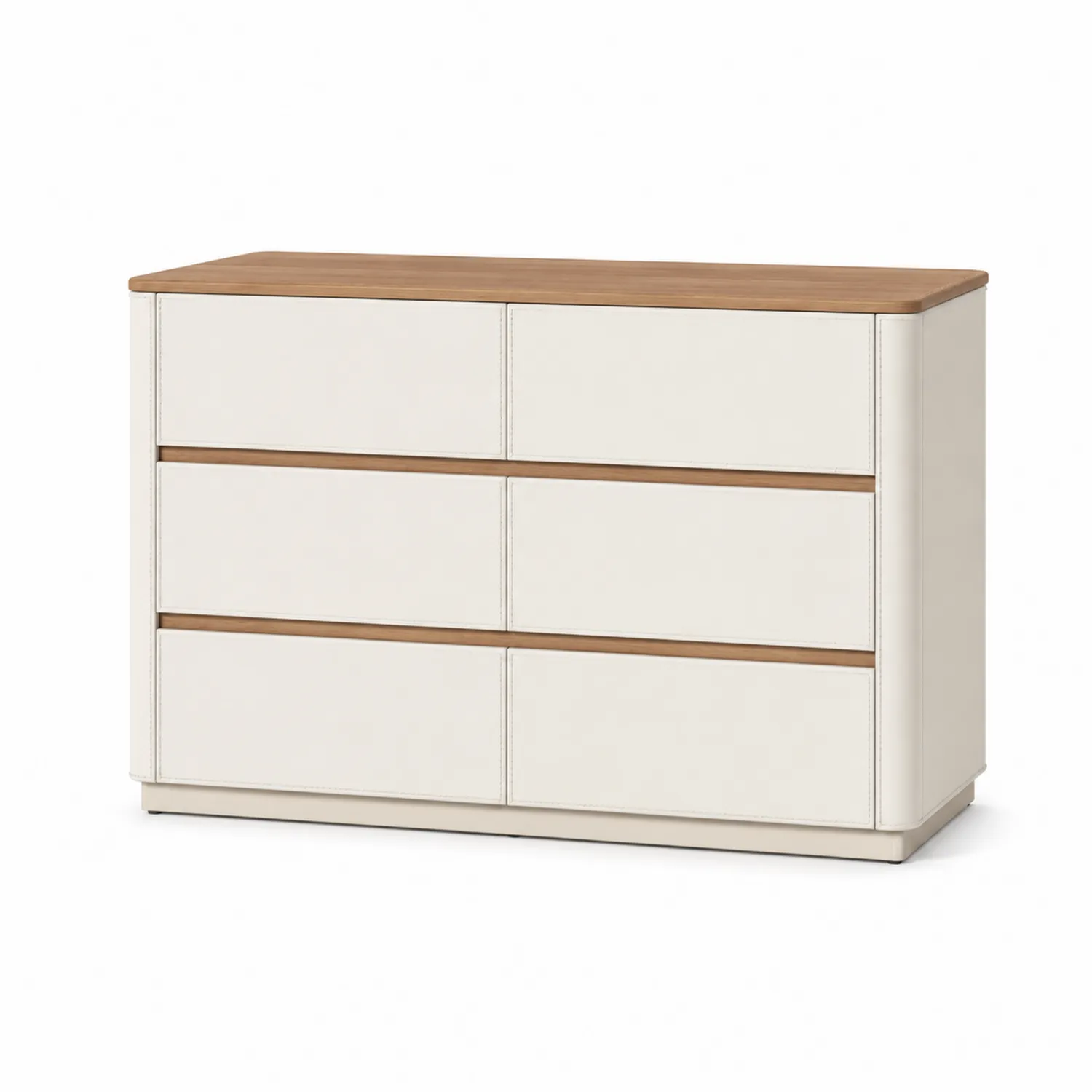 Cassettiera a 6 cassetti in legno e MDF bianco/marrone 120 cm