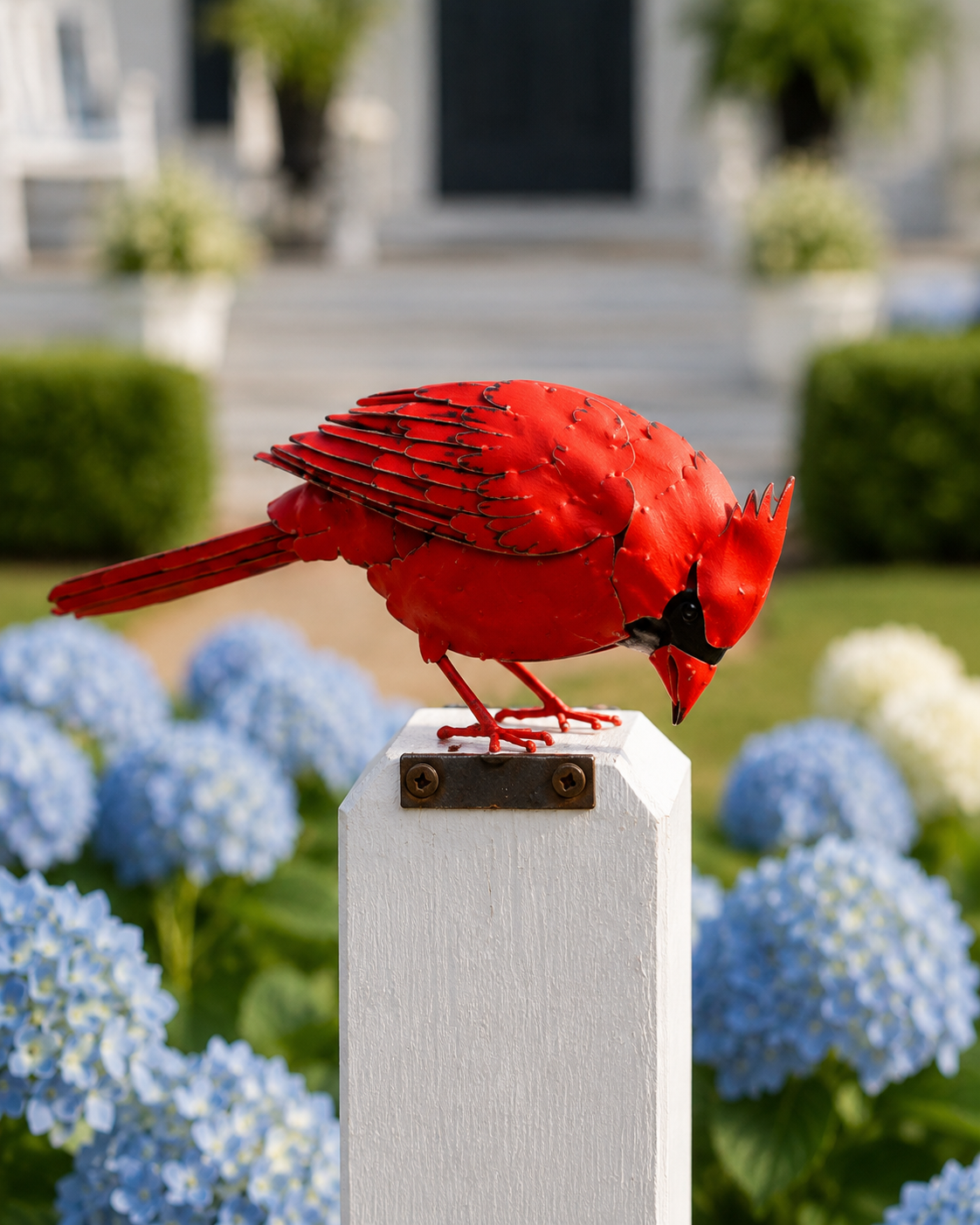 5-Piece Metal Cardinal Fence Post Decor Set