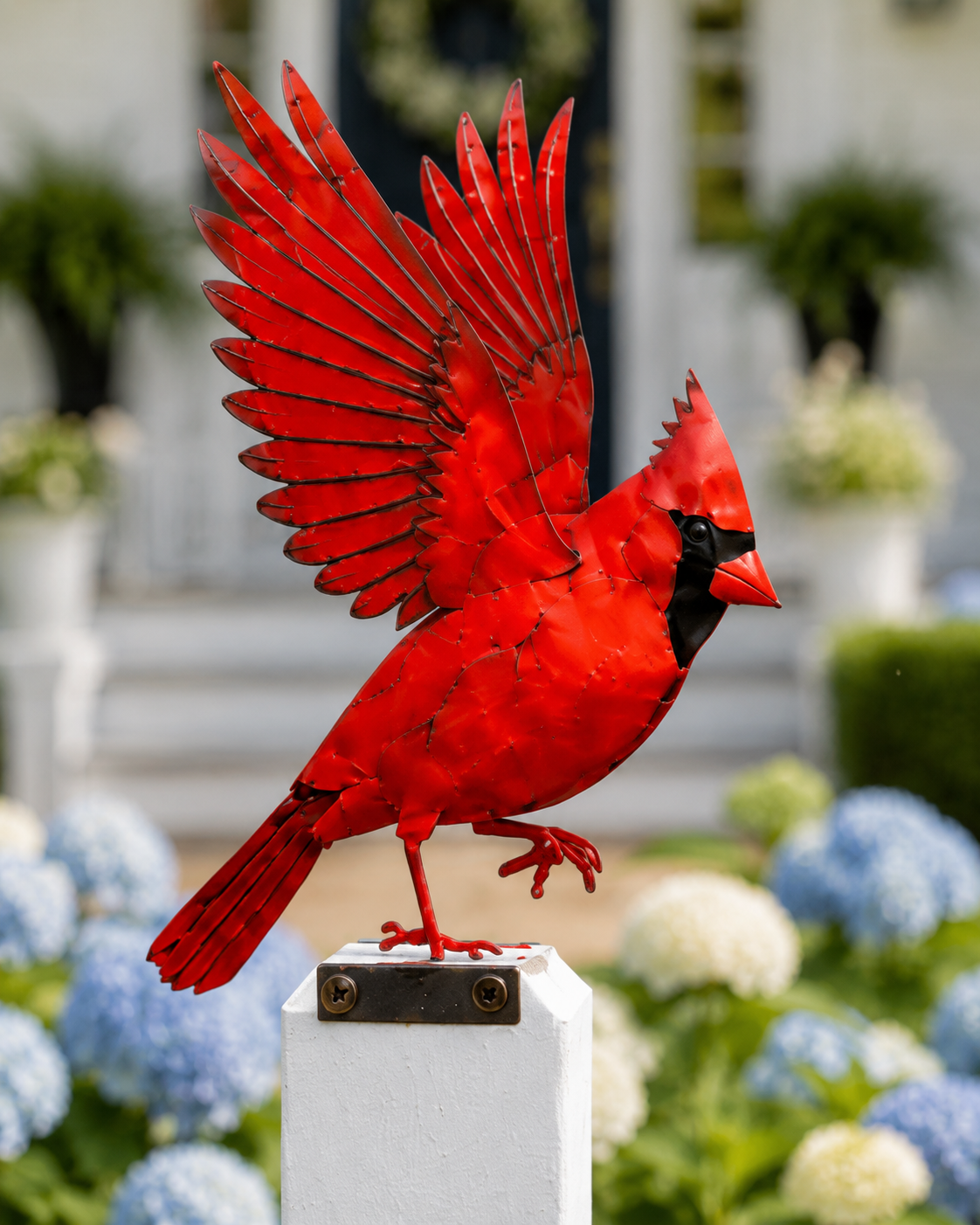 5-Piece Metal Cardinal Fence Post Decor Set