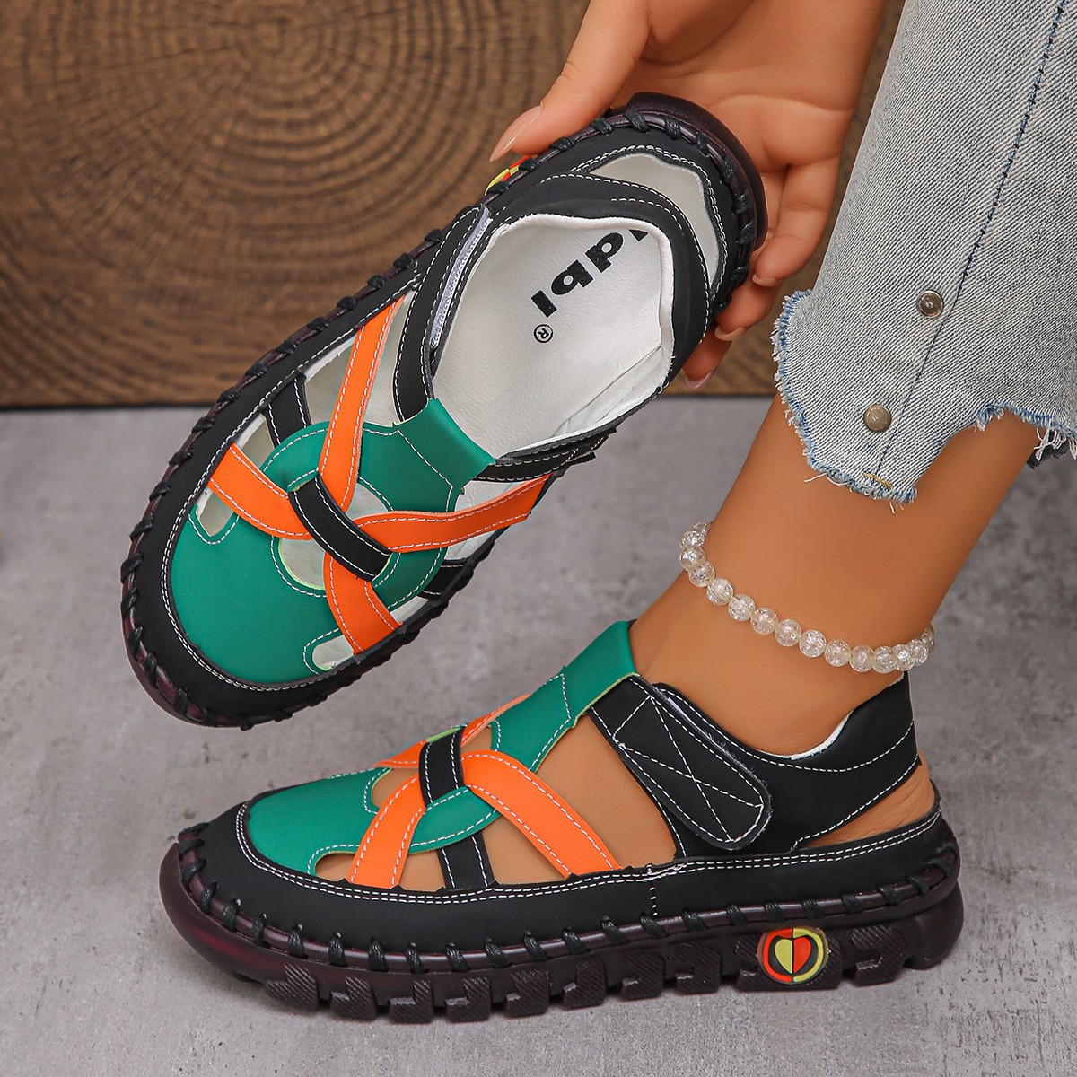 Women's Fashion Hollow Out Leather Sport Sandals Sneakers Slip-on Loafers