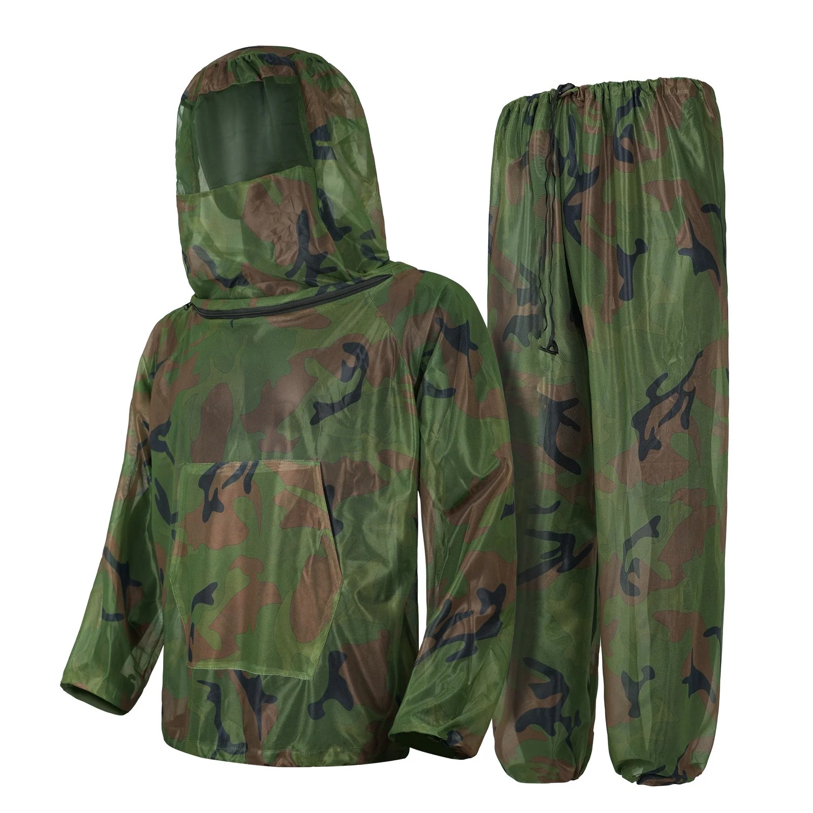 Men's Camo Adventure Camping Mesh Hooded Mosquito Repellent Suit