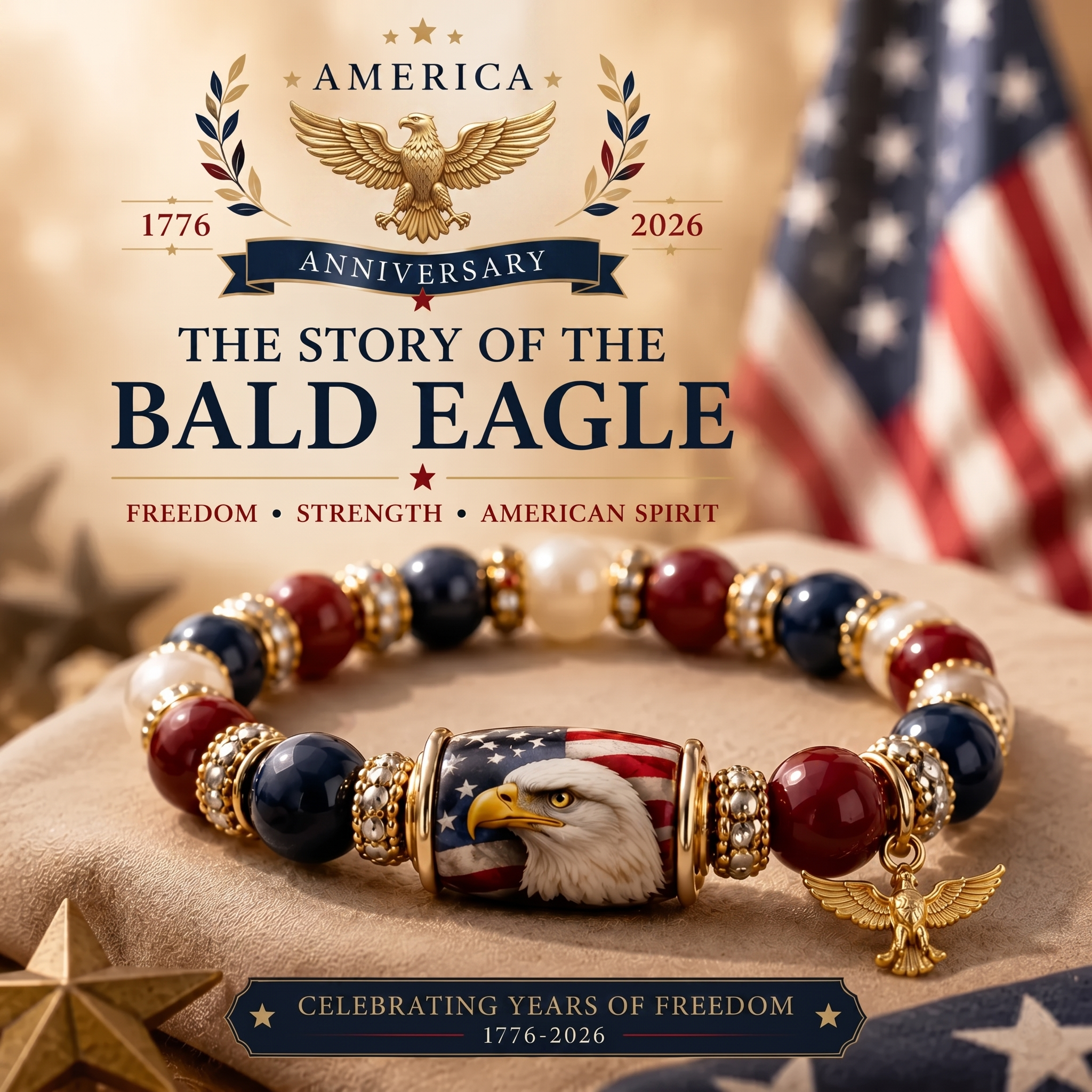 💎 Red, White & Blue Eagle Bracelet of Belief ✨
