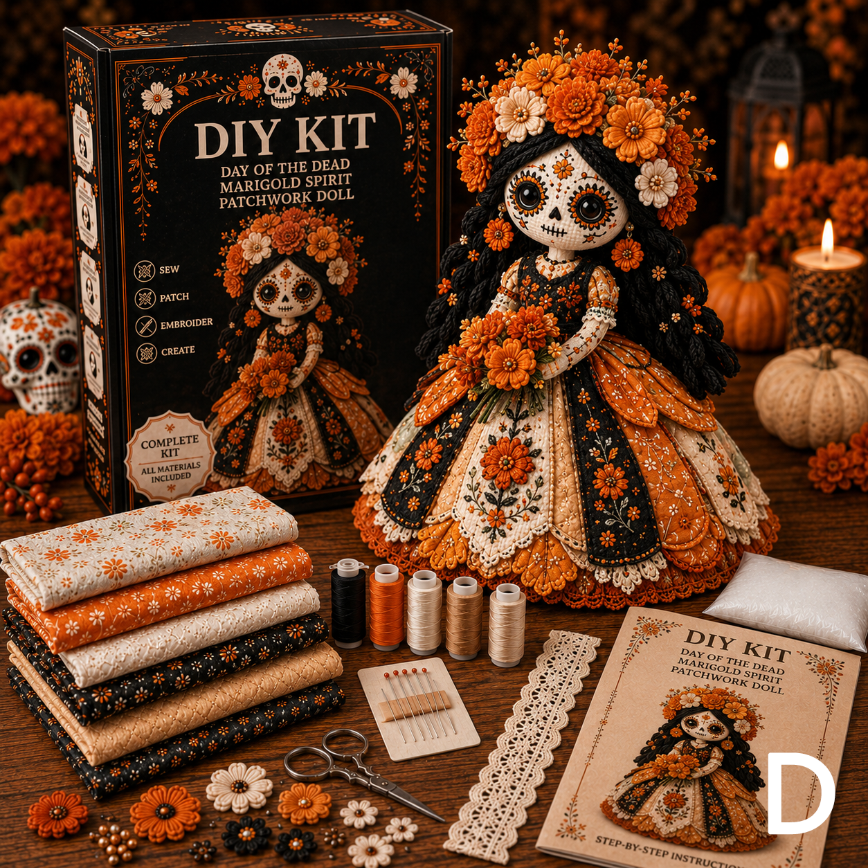 🎃Early Halloween Sale 48% OFF🎃Day of the Dead Patchwork Doll DIY Kit