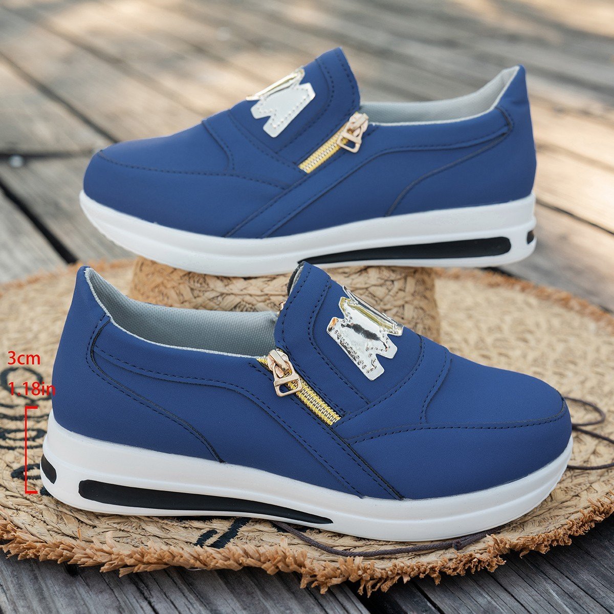 Women’s Comfort Zip Slip-On Sneakers – Lightweight, Breathable & Easy Walk Design