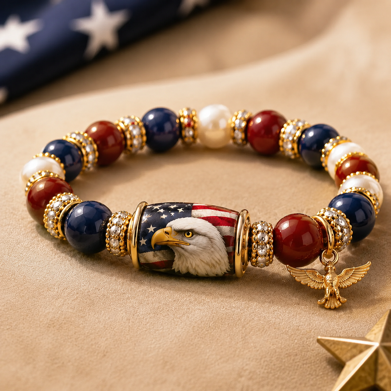 💎 Red, White & Blue Eagle Bracelet of Belief ✨