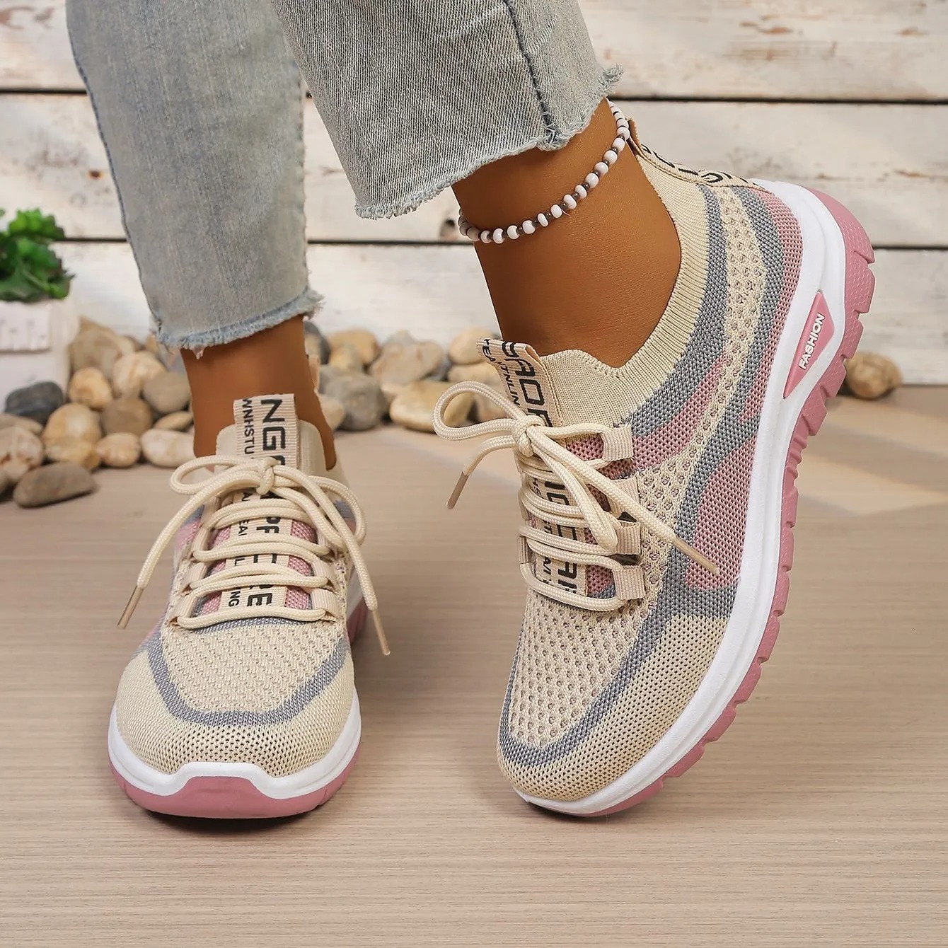 velmirafit™ Breathable Colorblock Knit Walking Shoes - Orthopedic Cushioned Sneakers for Foot Pain Relief
