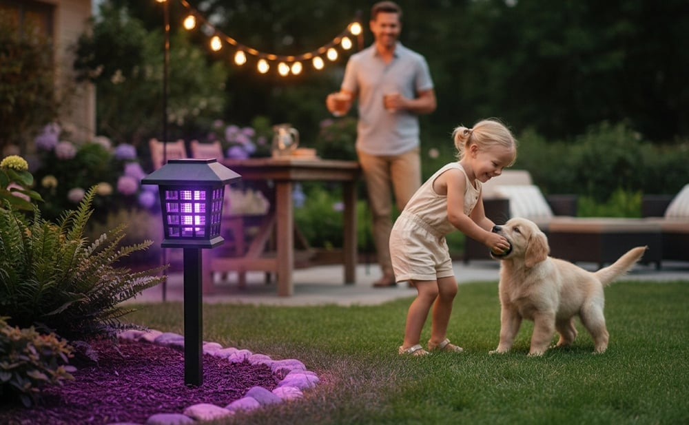 Eco-Friendly - 2-in-1 Flickering Flame - Solar Powered Mosquito Zapper & Garden Stake Light